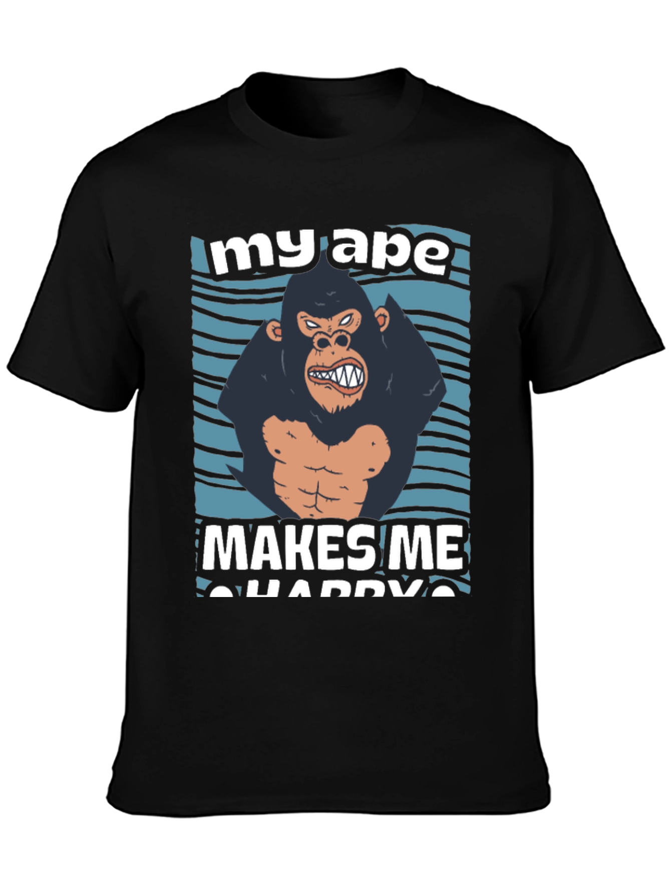 Black My Ape Makes Me Happy Graphic T-Shirt view 3