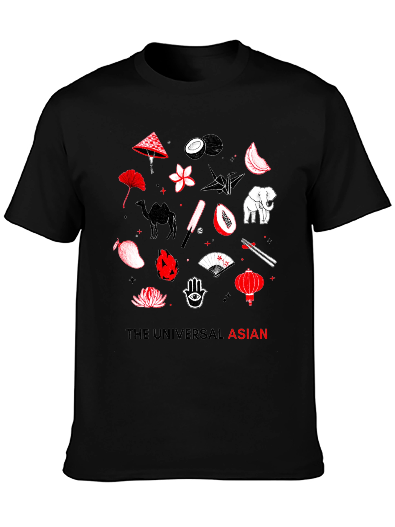 Black The Universal Asian Graphic Tee - Black Cotton view 3