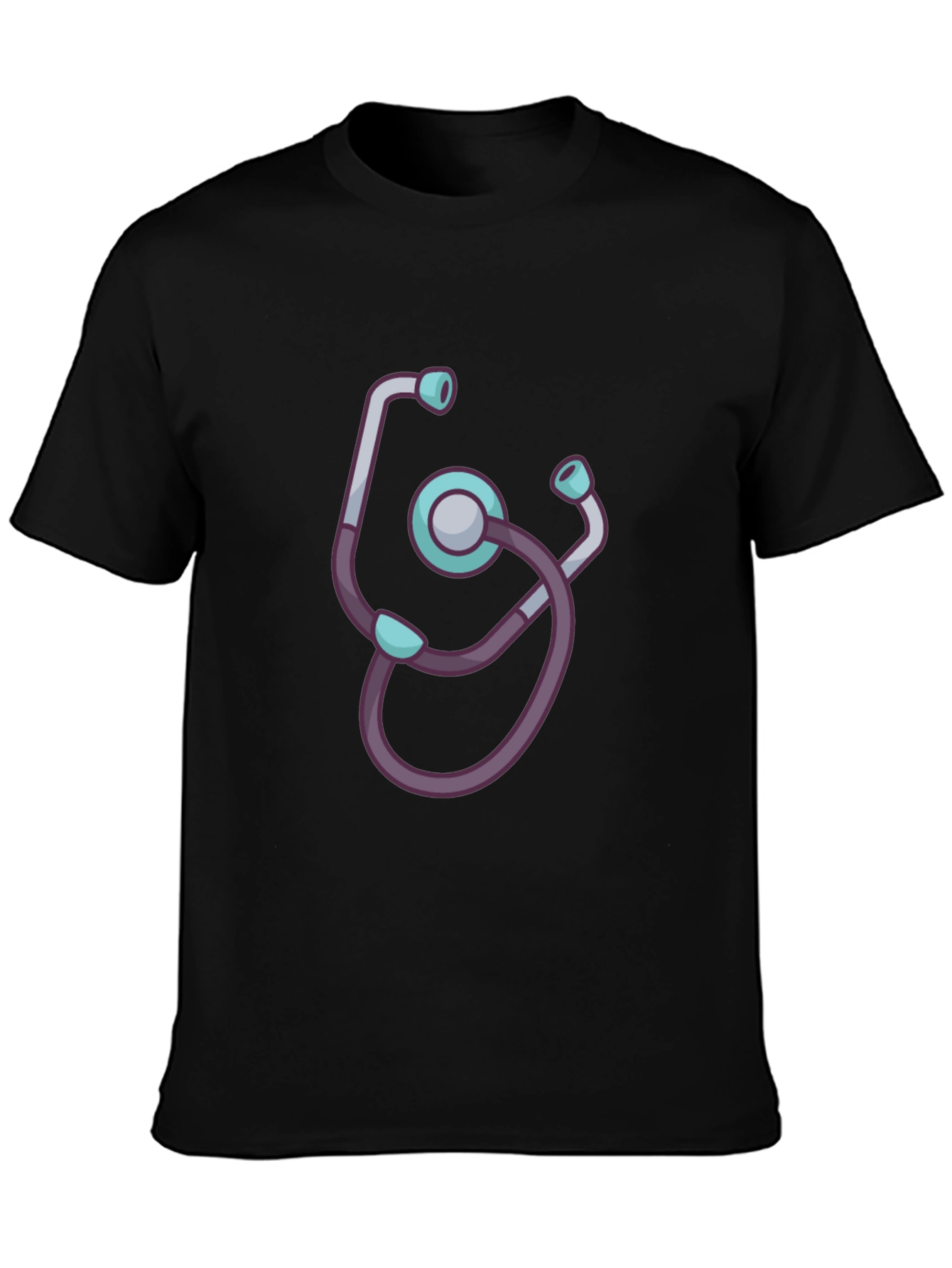 Black Stethoscope Graphic Tee - Medical Theme Shirt view 3