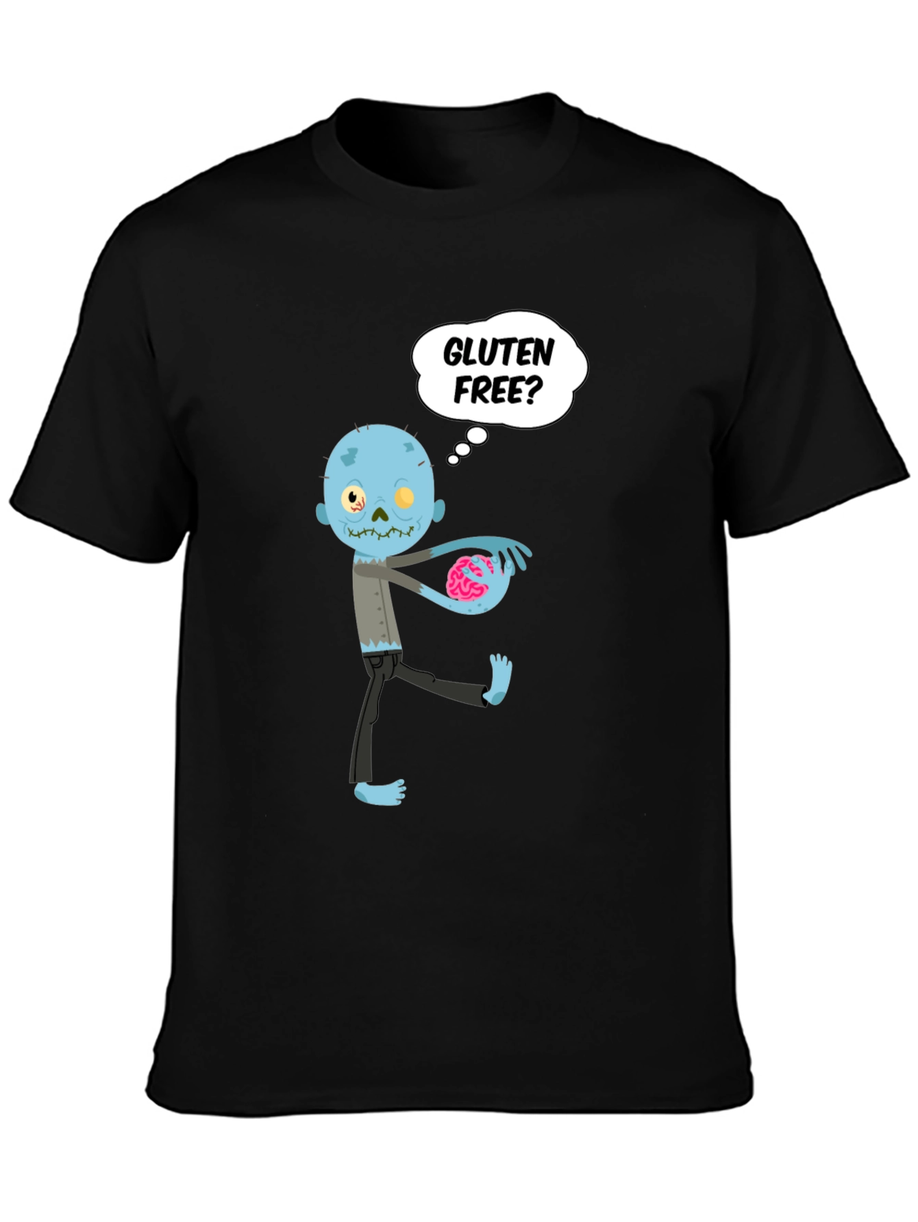 Black Gluten Free Zombie Brains Graphic T-Shirt view 3