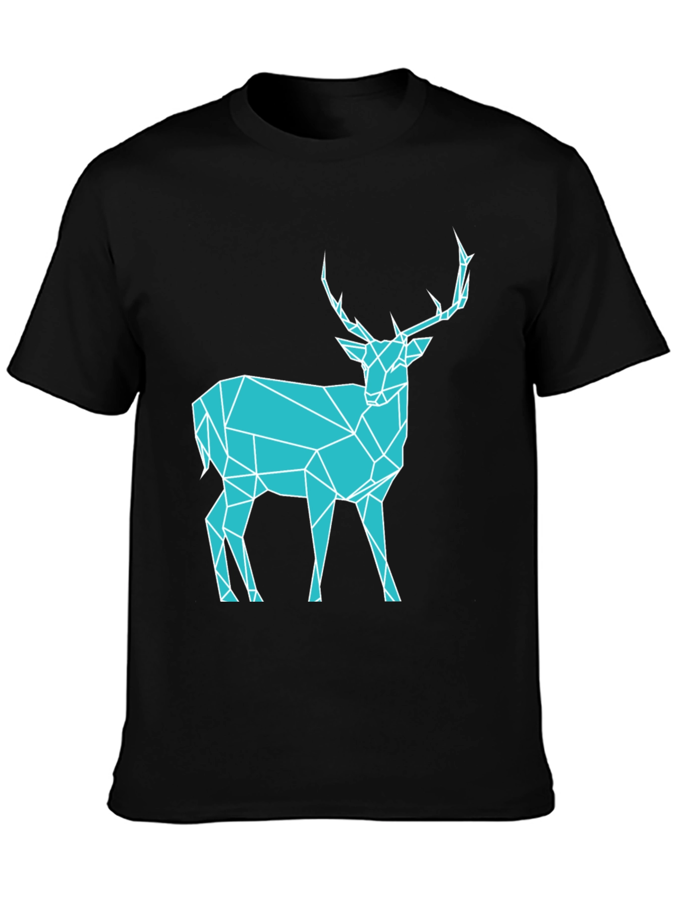 Black Geometric Deer T-Shirt - Modern Graphic Tee view 3