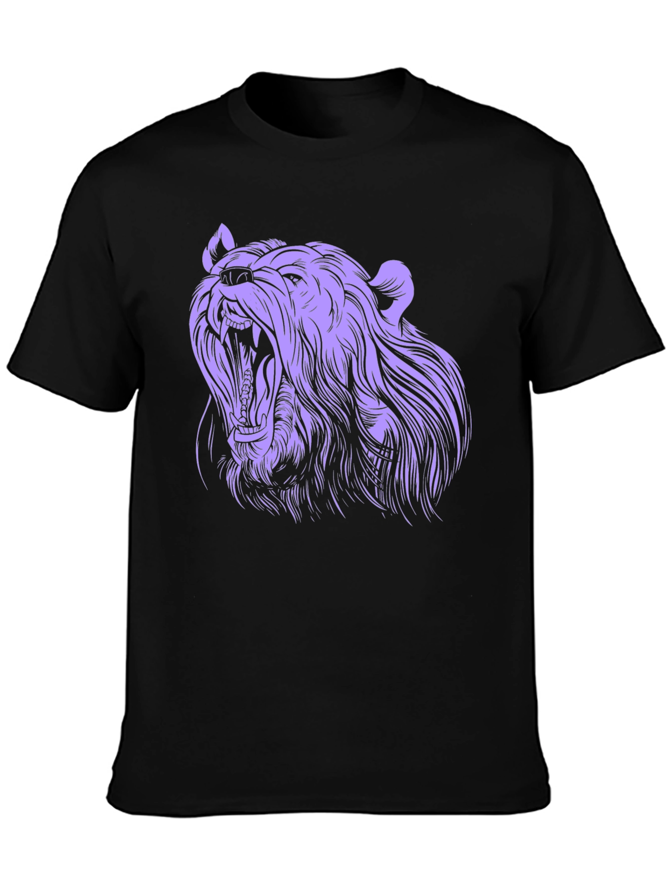 Black Roaring Bear Graphic Tee - Black Cotton T-Shirt view 3