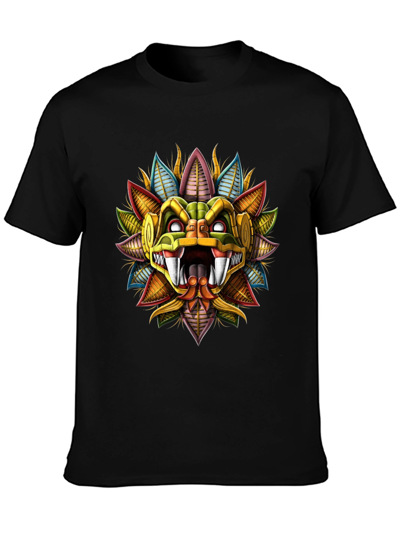 Black Aztec Serpent God T-Shirt - Bold Graphic Tee view 3