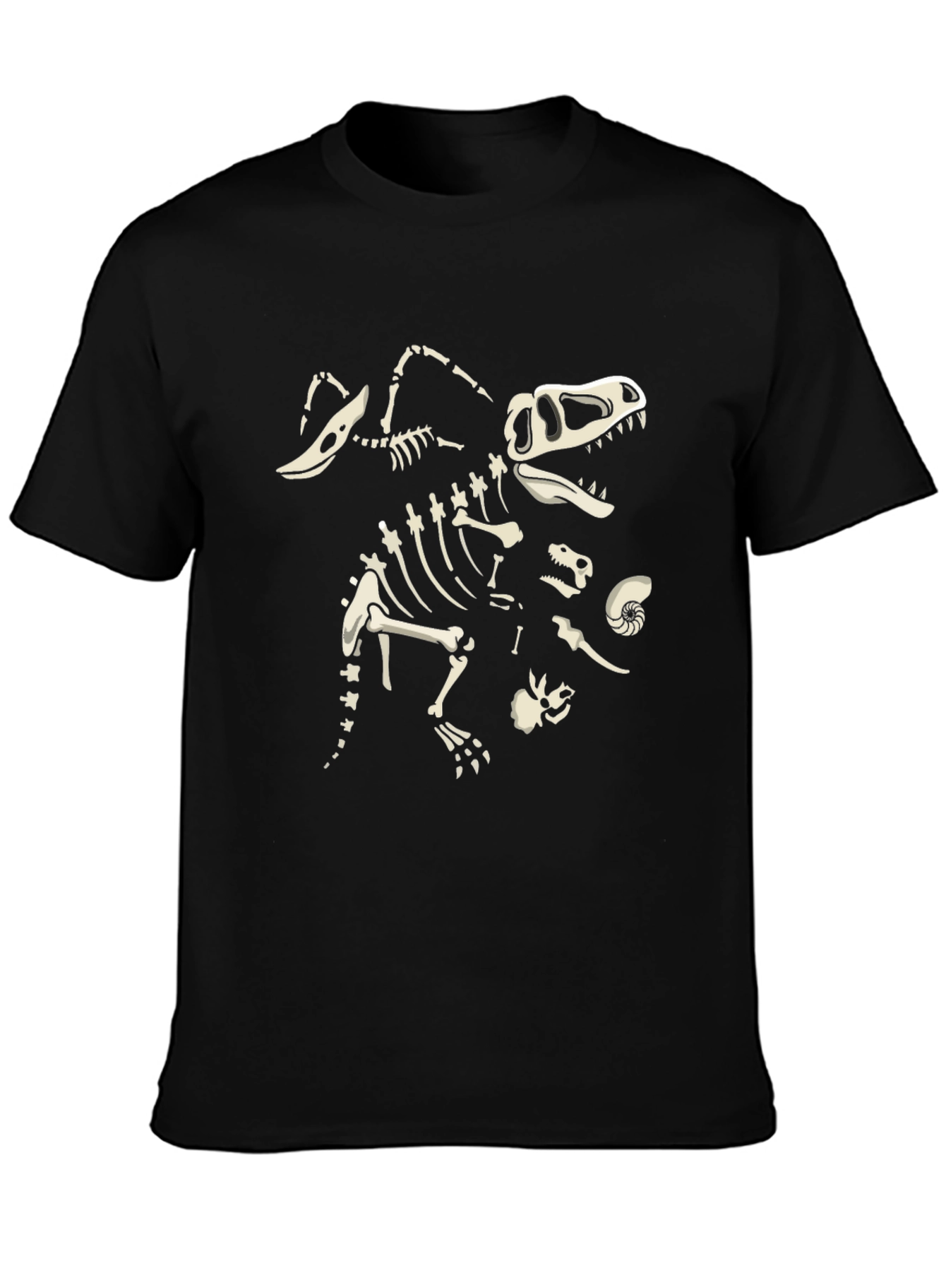 Black Dino Skeleton Black T-Shirt view 3
