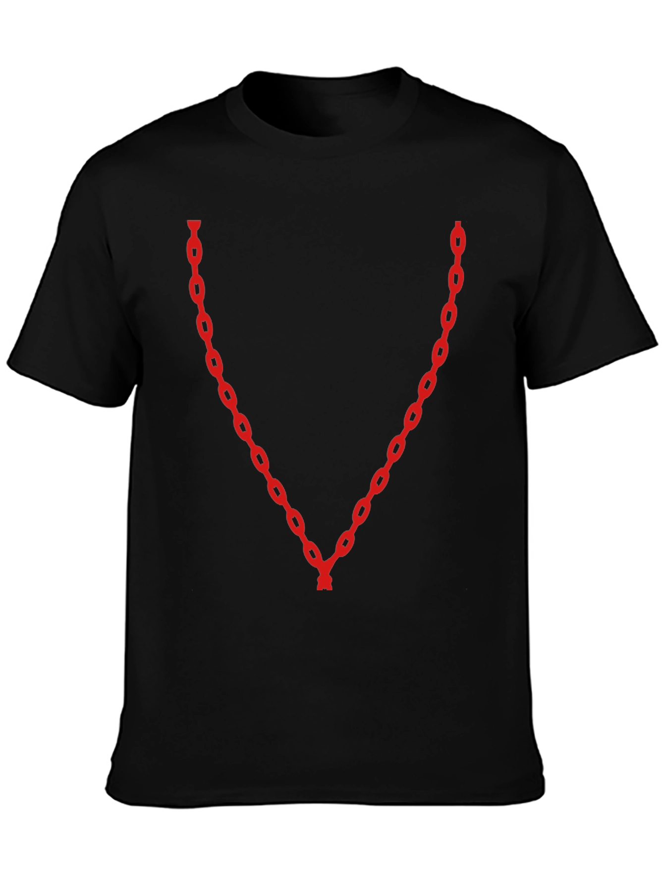 Black Red Chain V-Neck Black T-Shirt view 3