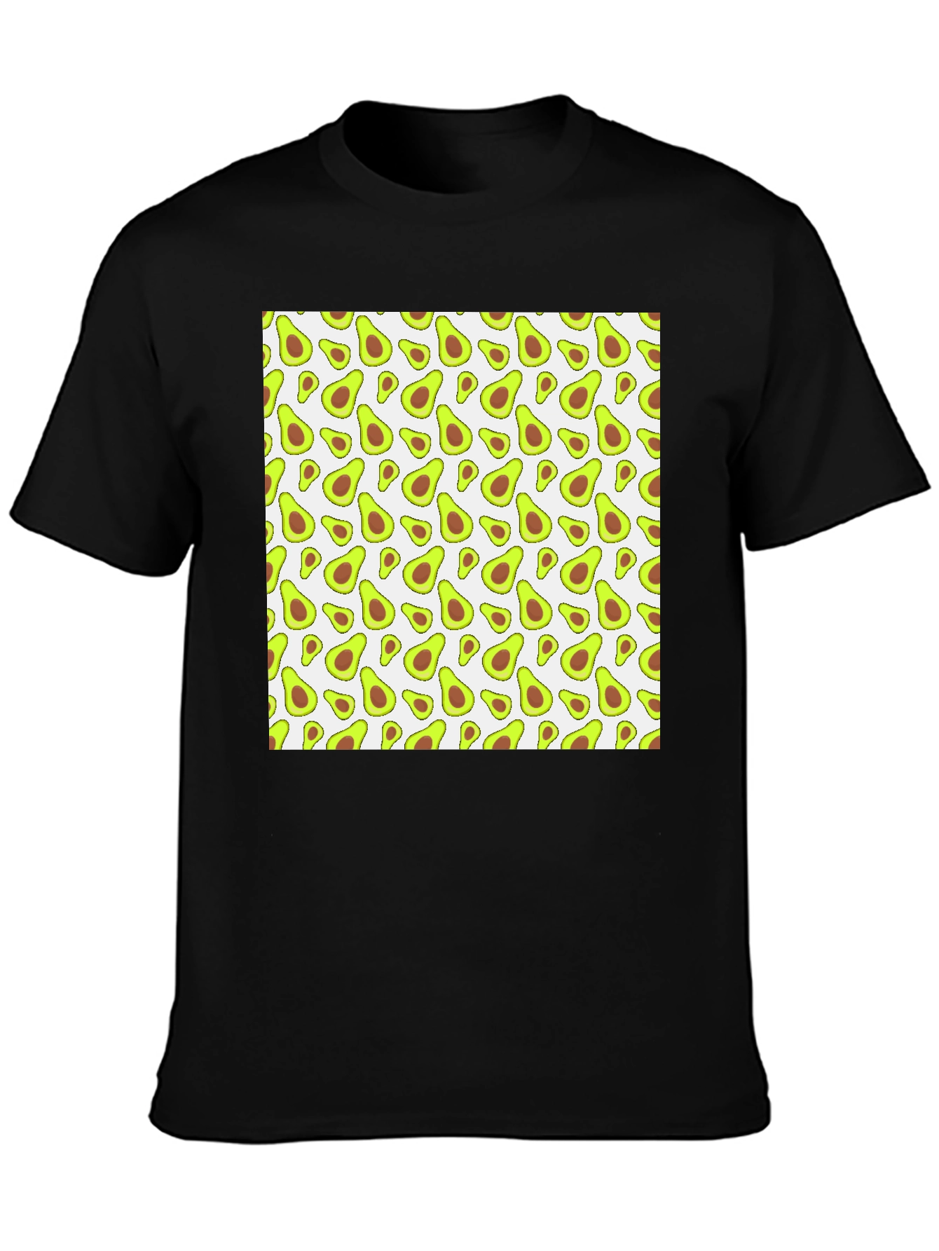 Black Avocado Pattern Black T-Shirt view 3