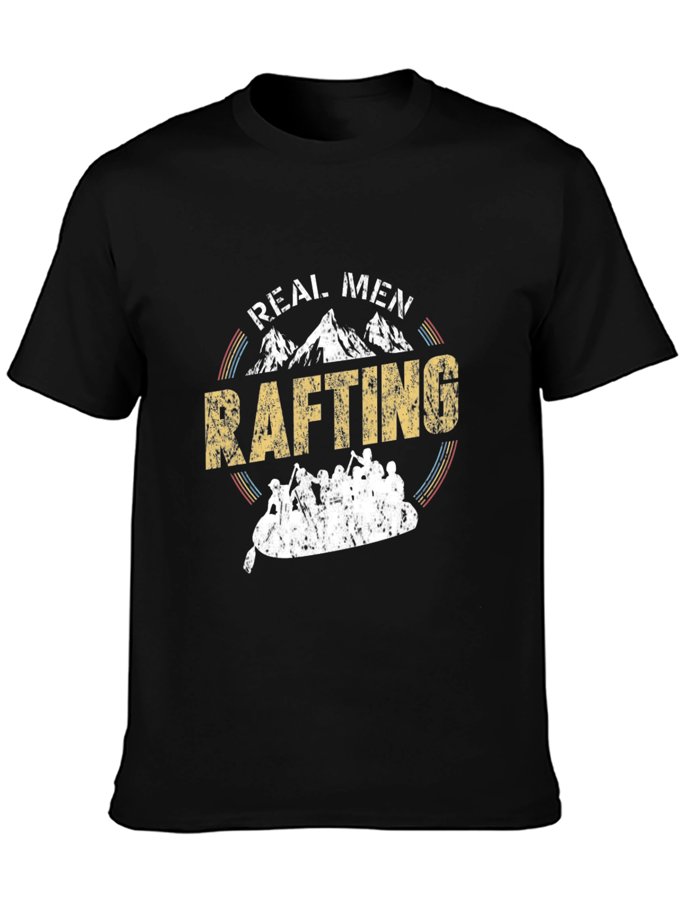 Black Real Men Rafting T-Shirt - Outdoor Adventure Tee view 3