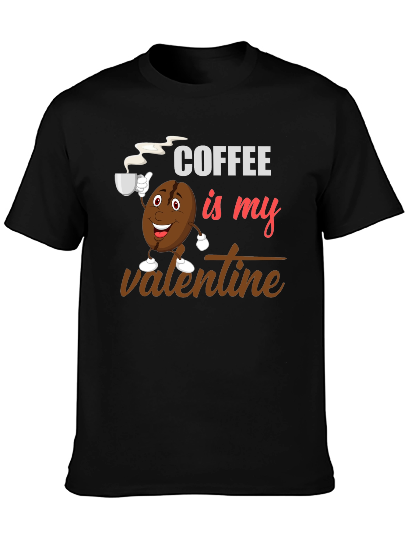 Black Coffee Is My Valentine Black Graphic T-Shirt view 3