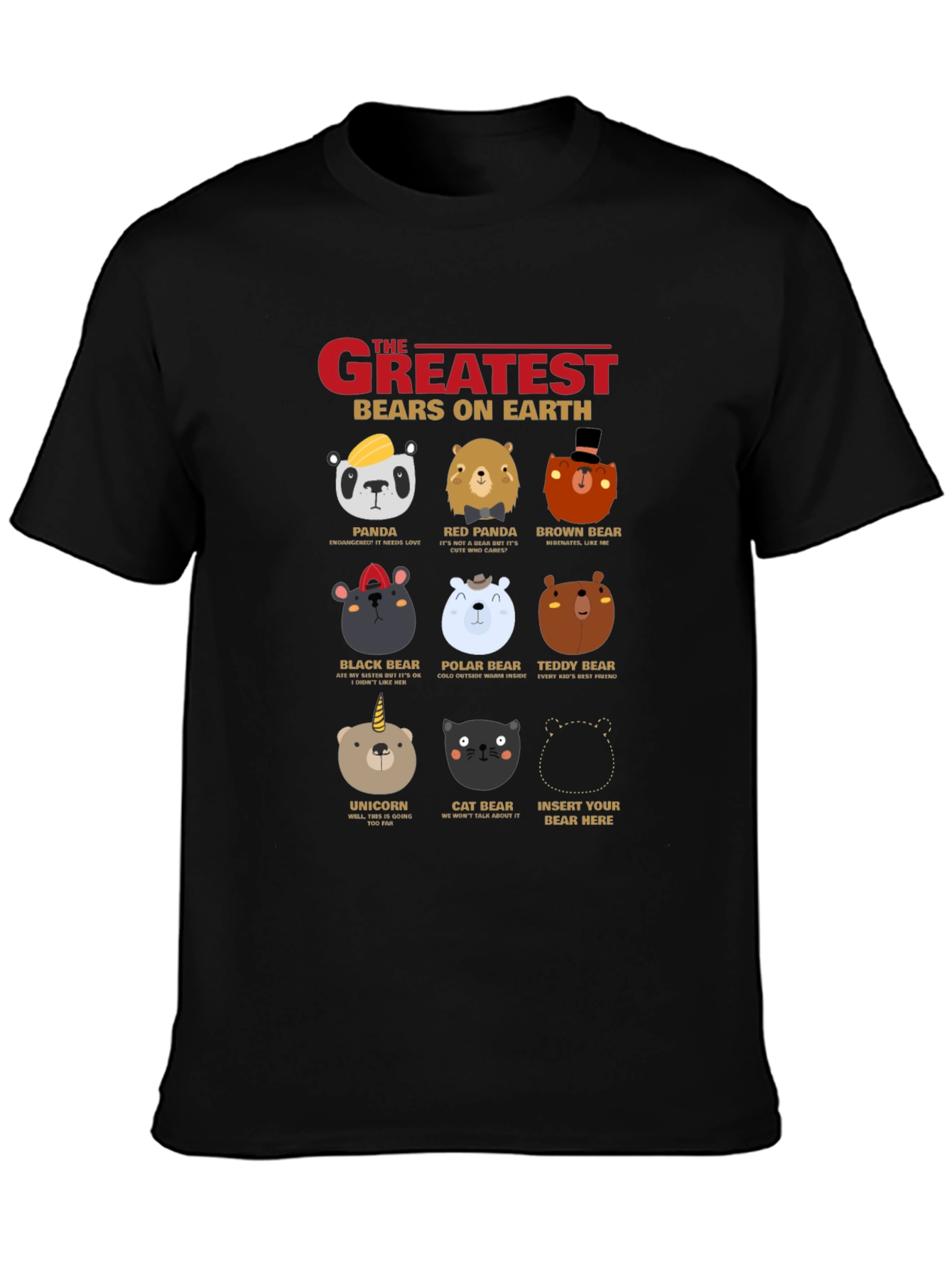 Black Greatest Bears on Earth T-Shirt view 3