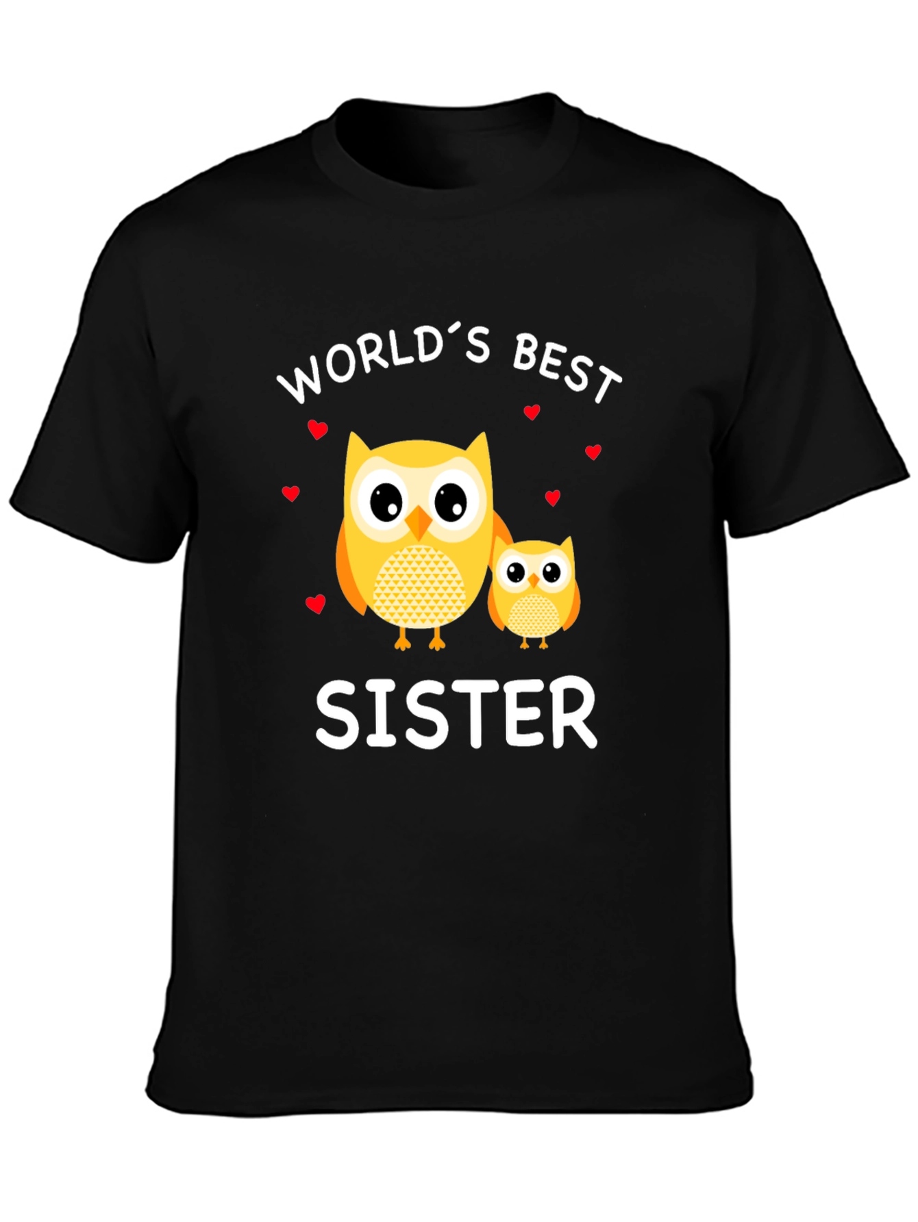 Black World's Best Sister Owl T-Shirt - Cute Sister Gift view 3