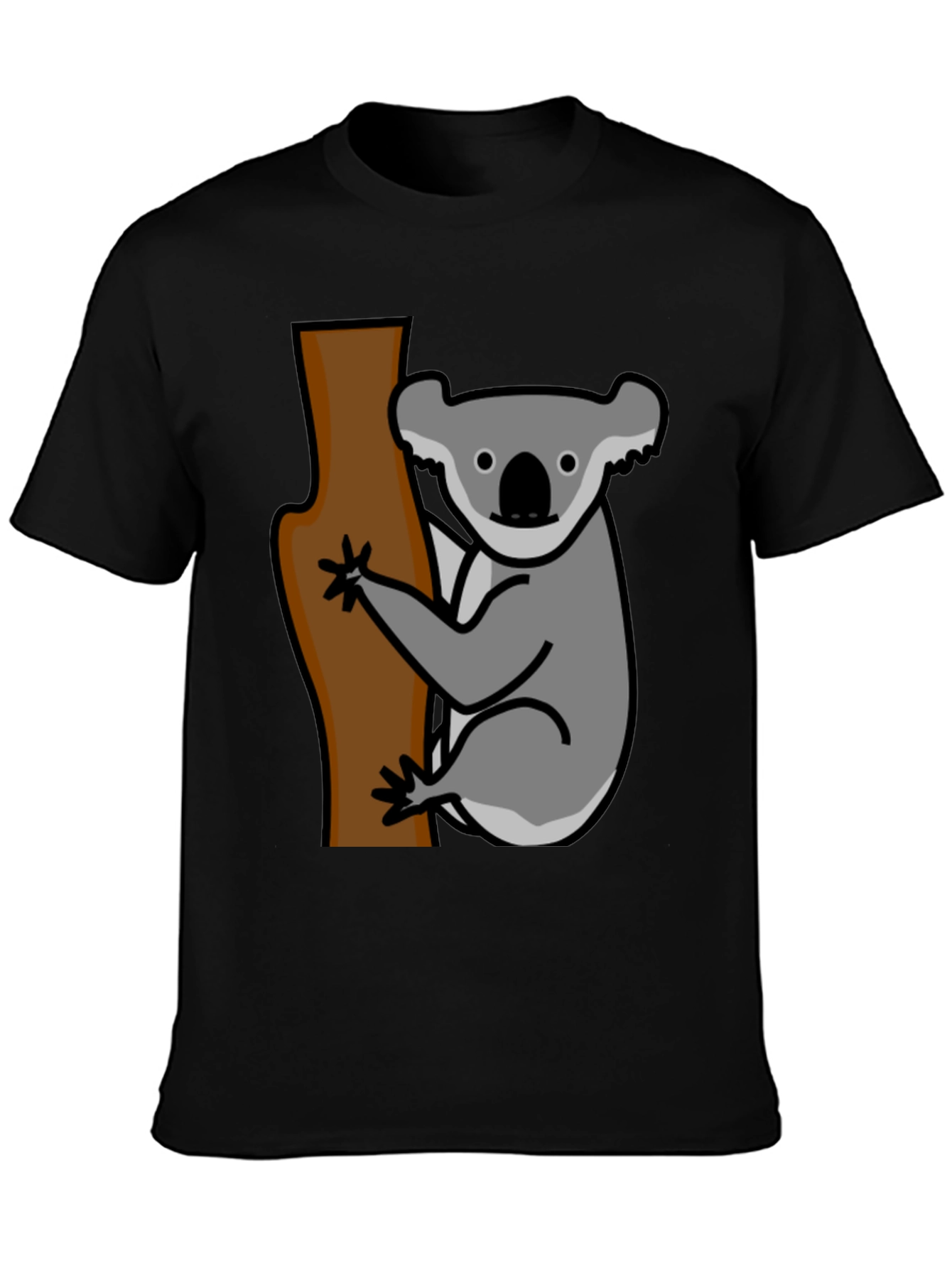 Black Koala Bear Tree T-Shirt - Casual Graphic Tee view 3