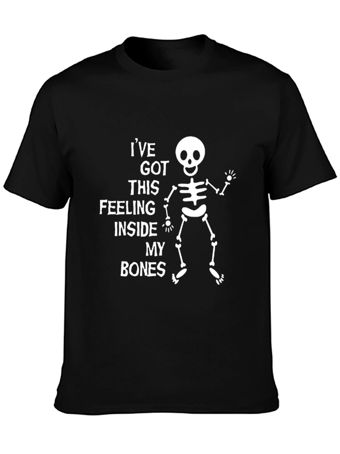 Black Skeleton Bones Graphic T-Shirt - Funny Halloween Tee view 3
