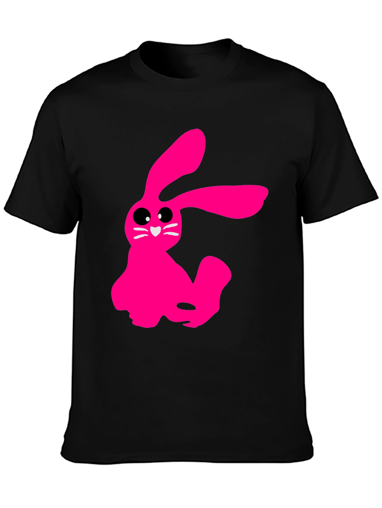 Black Pink Bunny Graphic Tee - Soft Cotton Black T-Shirt view 3