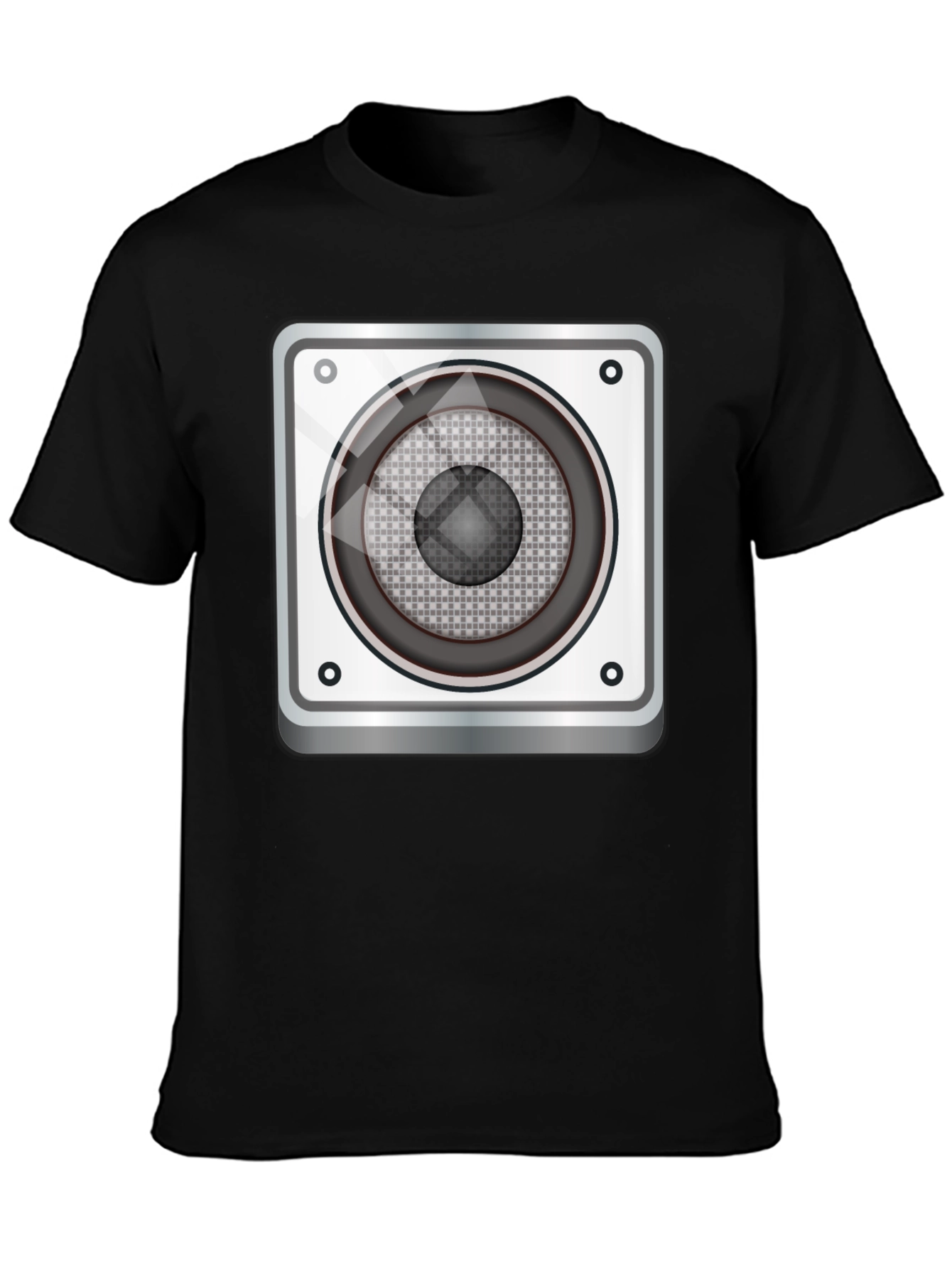 Black Speaker Graphic Tee - Black Cotton T-Shirt view 3