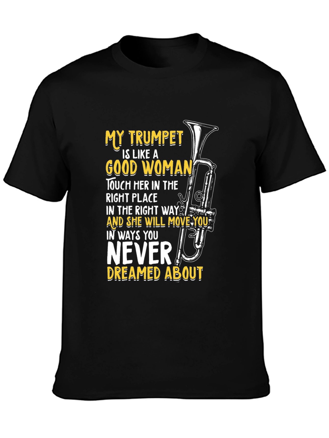 Black Trumpet Lover T-Shirt: Good Woman Music Tee view 3