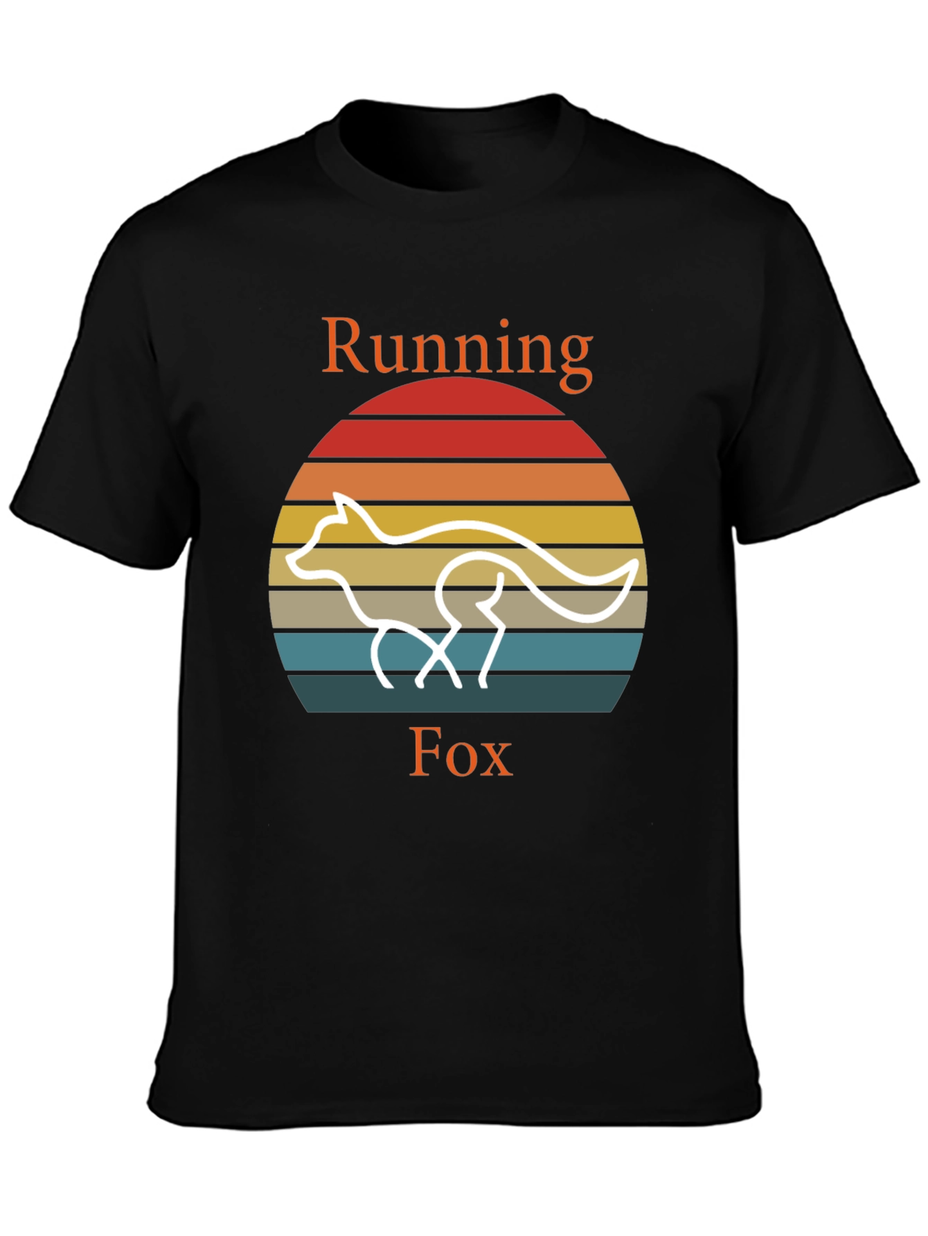 Black Running Fox T-Shirt Retro Style Tee view 3