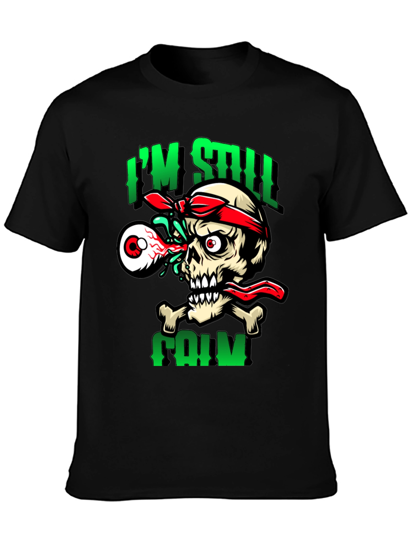 Black I'm Still Calm Skeleton Graphic T-Shirt view 3