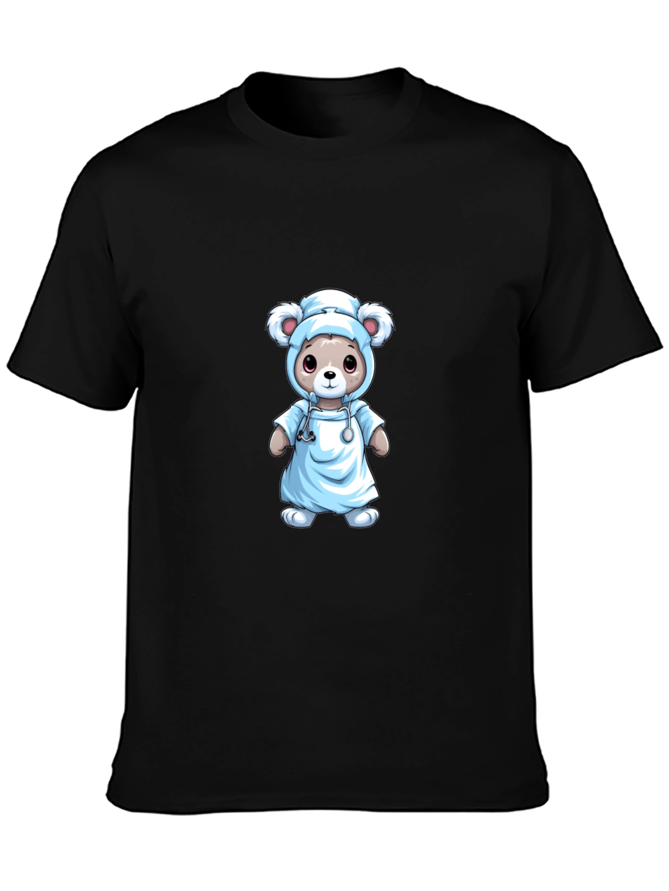 Black Nurse Bear T-Shirt - Medical Cute Animal Tee view 3