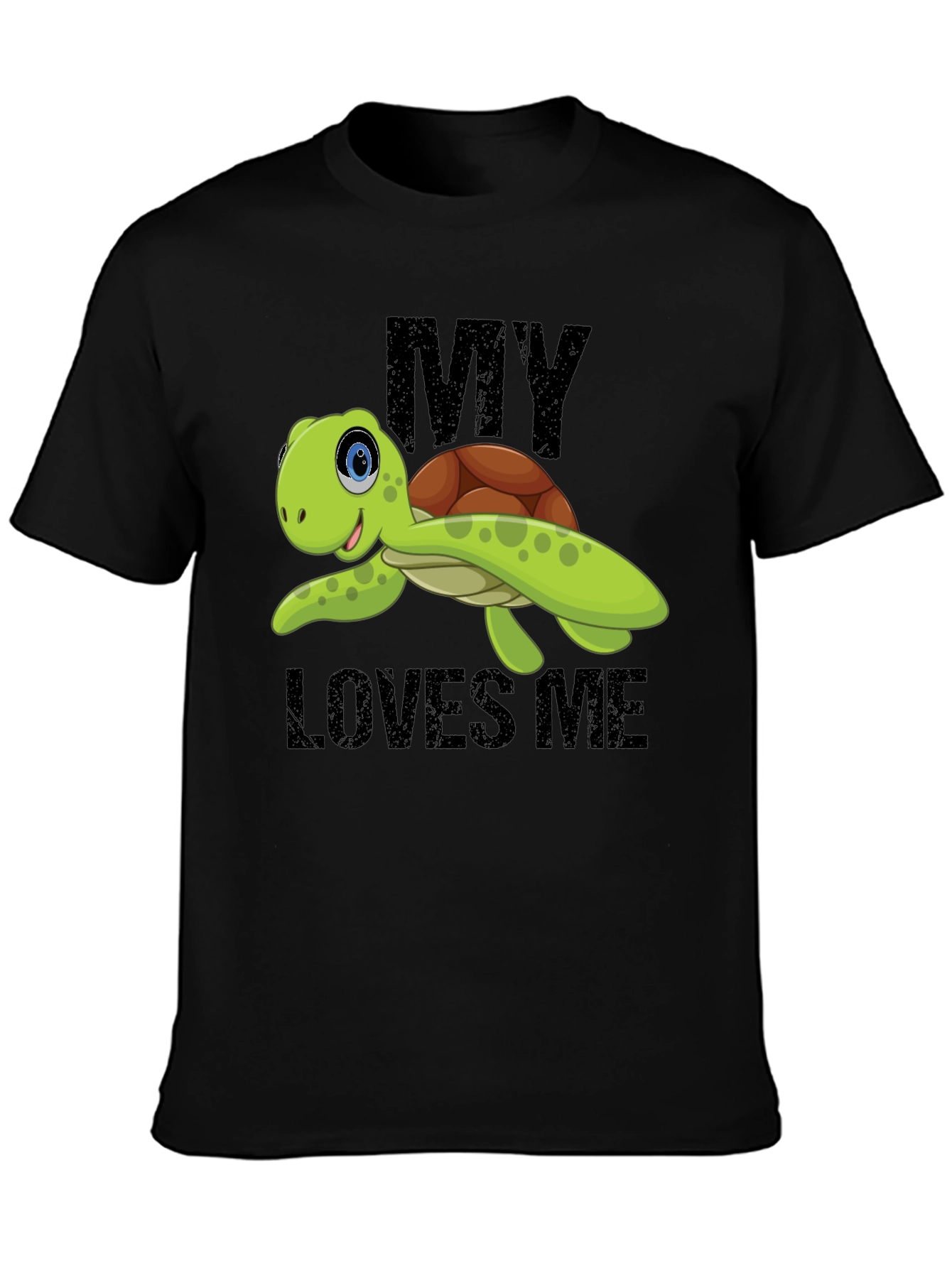 Black My Turtle Loves Me Graphic T-Shirt view 3