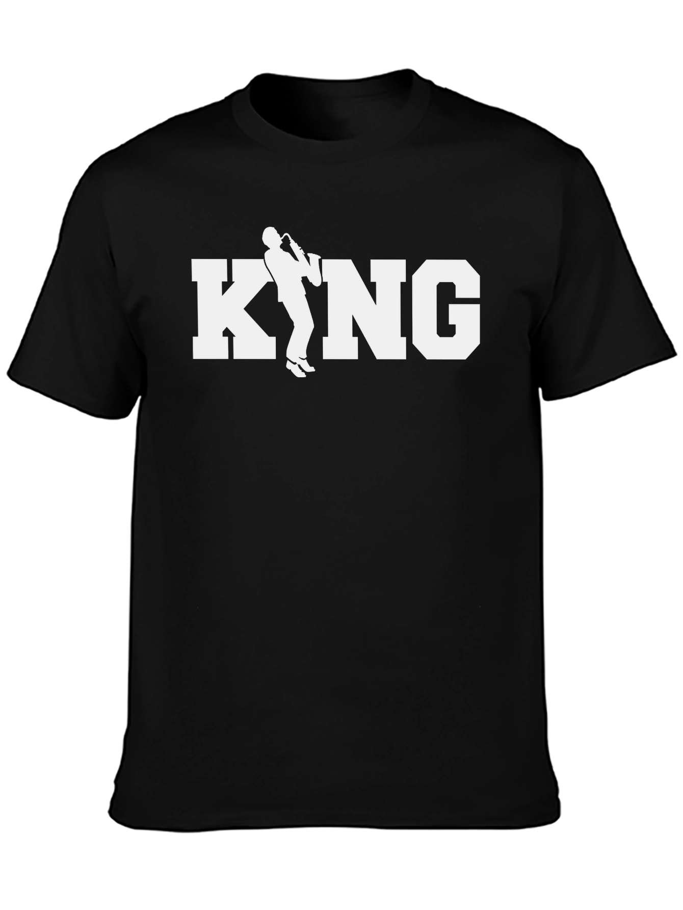 Black Saxophone King Graphic Tee - Black Cotton T-Shirt view 3