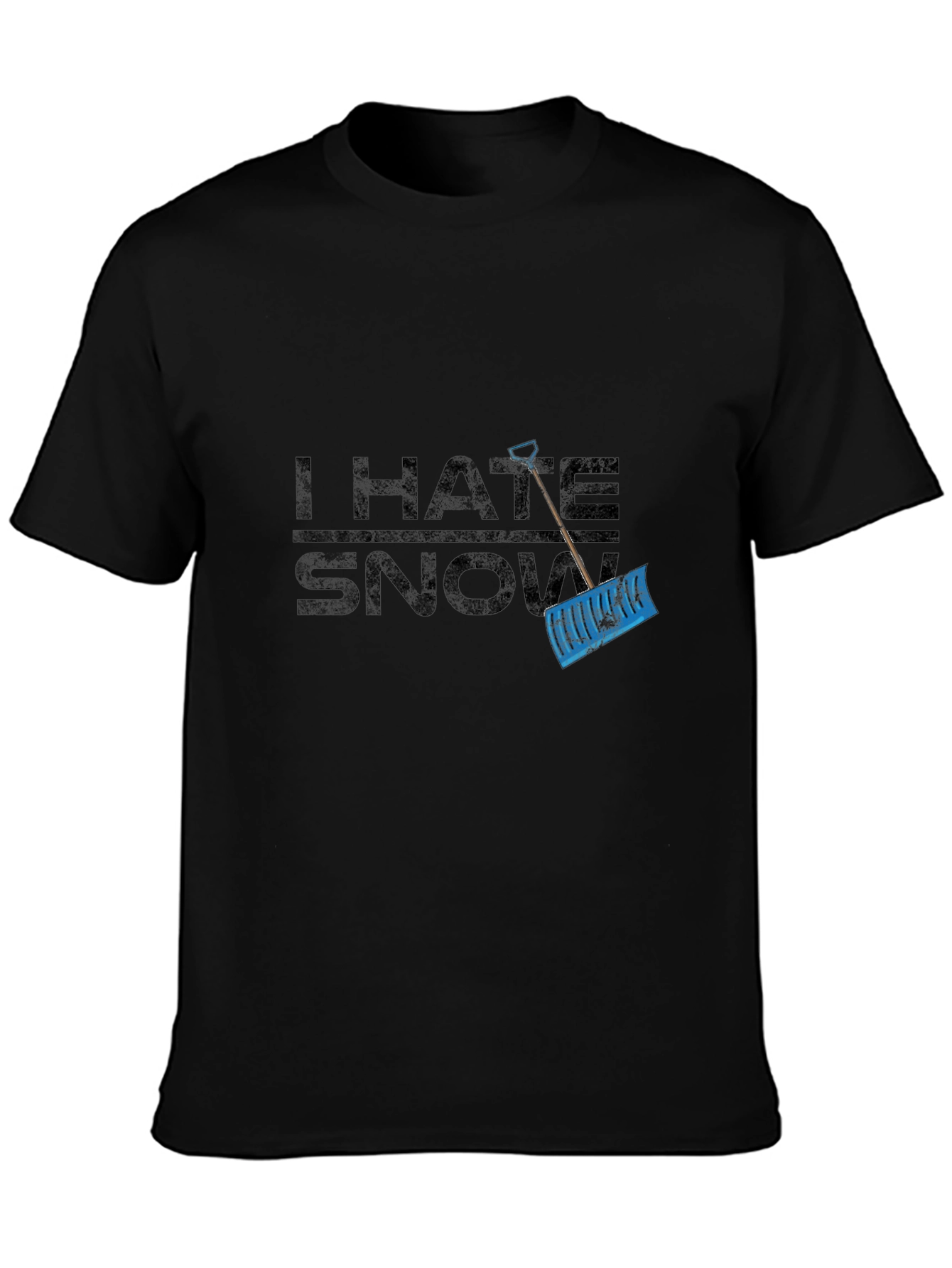 Black I Hate Snow Graphic Tee - Black Cotton Winter Shovel Shirt view 3