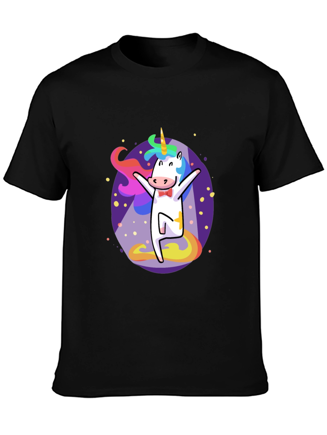 Black Funny Unicorn Graphic Tee - Men's Black T-Shirt view 3