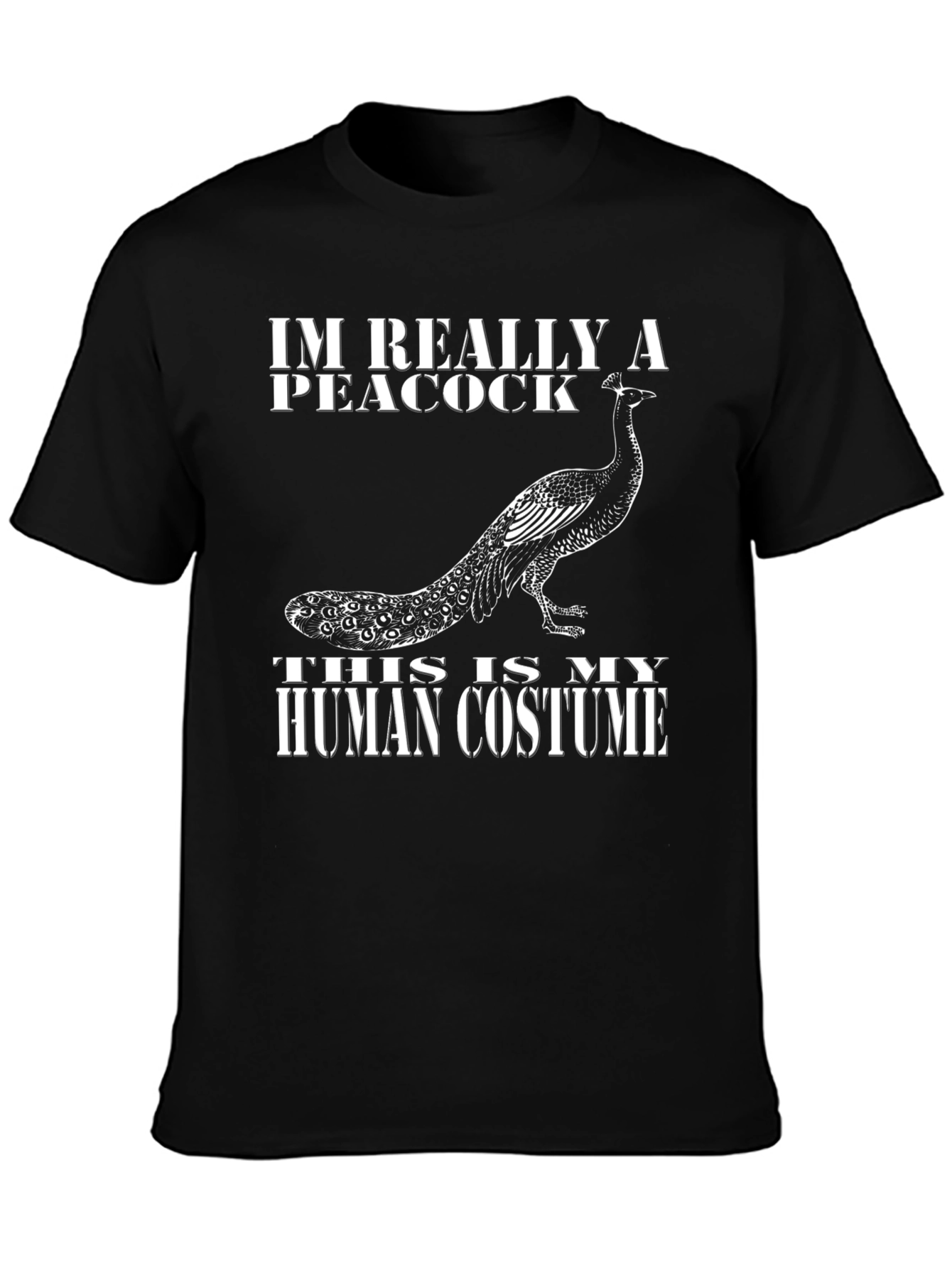 Black I'm Really a Peacock T-Shirt - Human Costume Design view 3