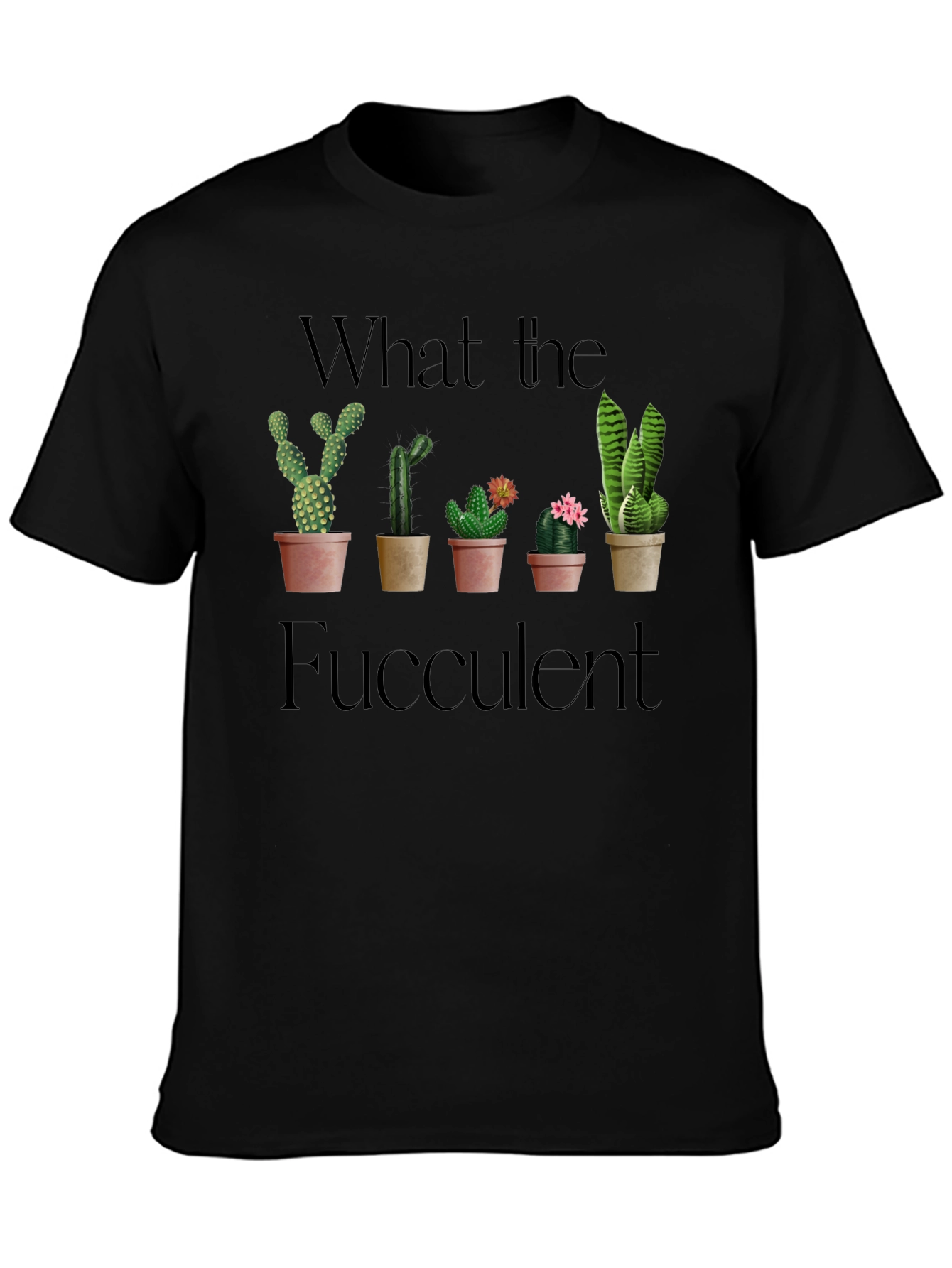 Black What the Fucculent Black Graphic Tee view 3