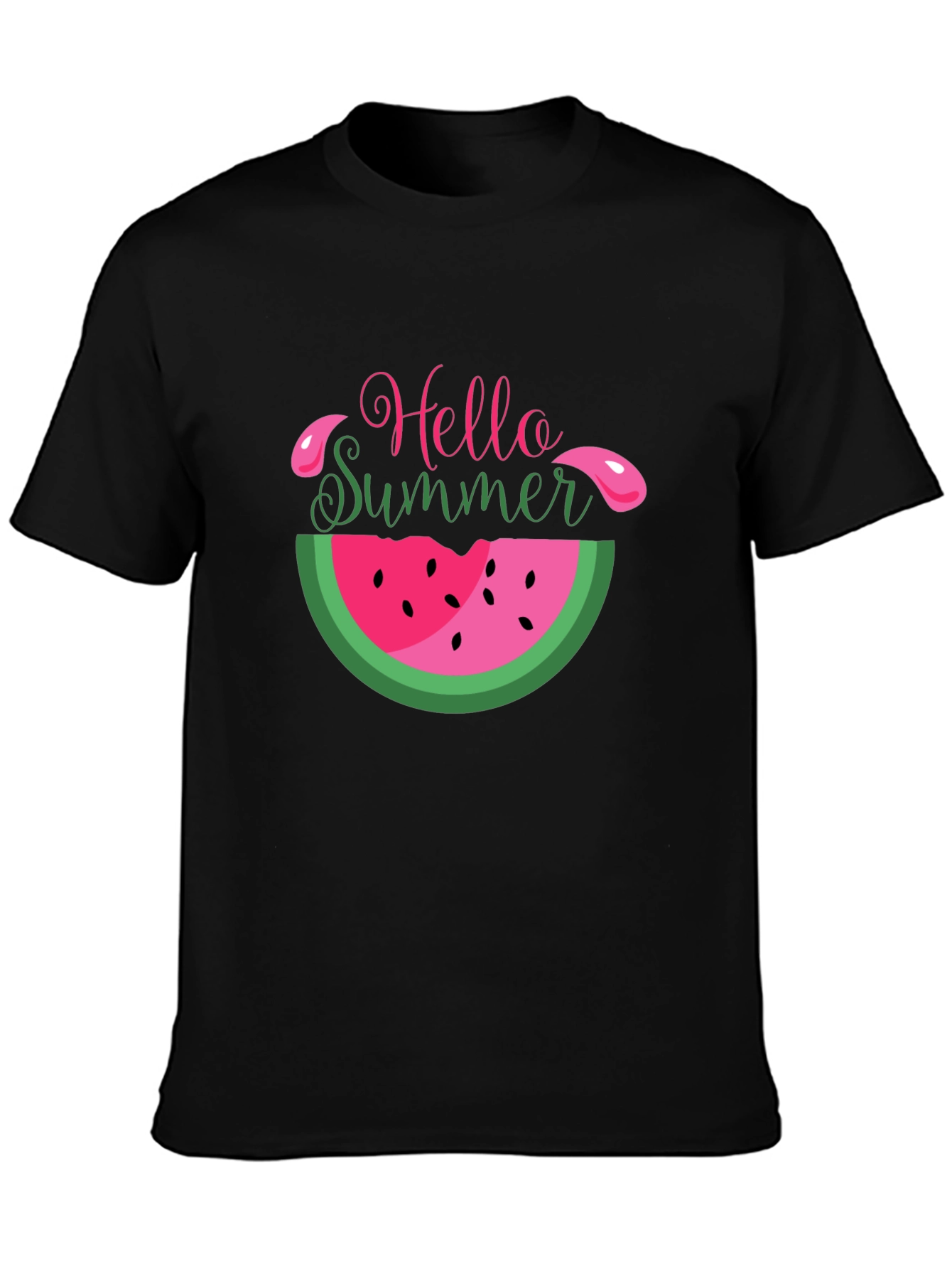 Black Hello Summer Watermelon T-Shirt view 3