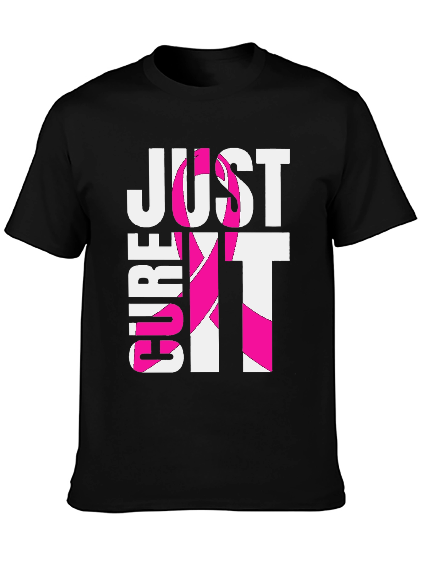 Black Just Cure It T-Shirt - Breast Cancer Awareness Tee view 3