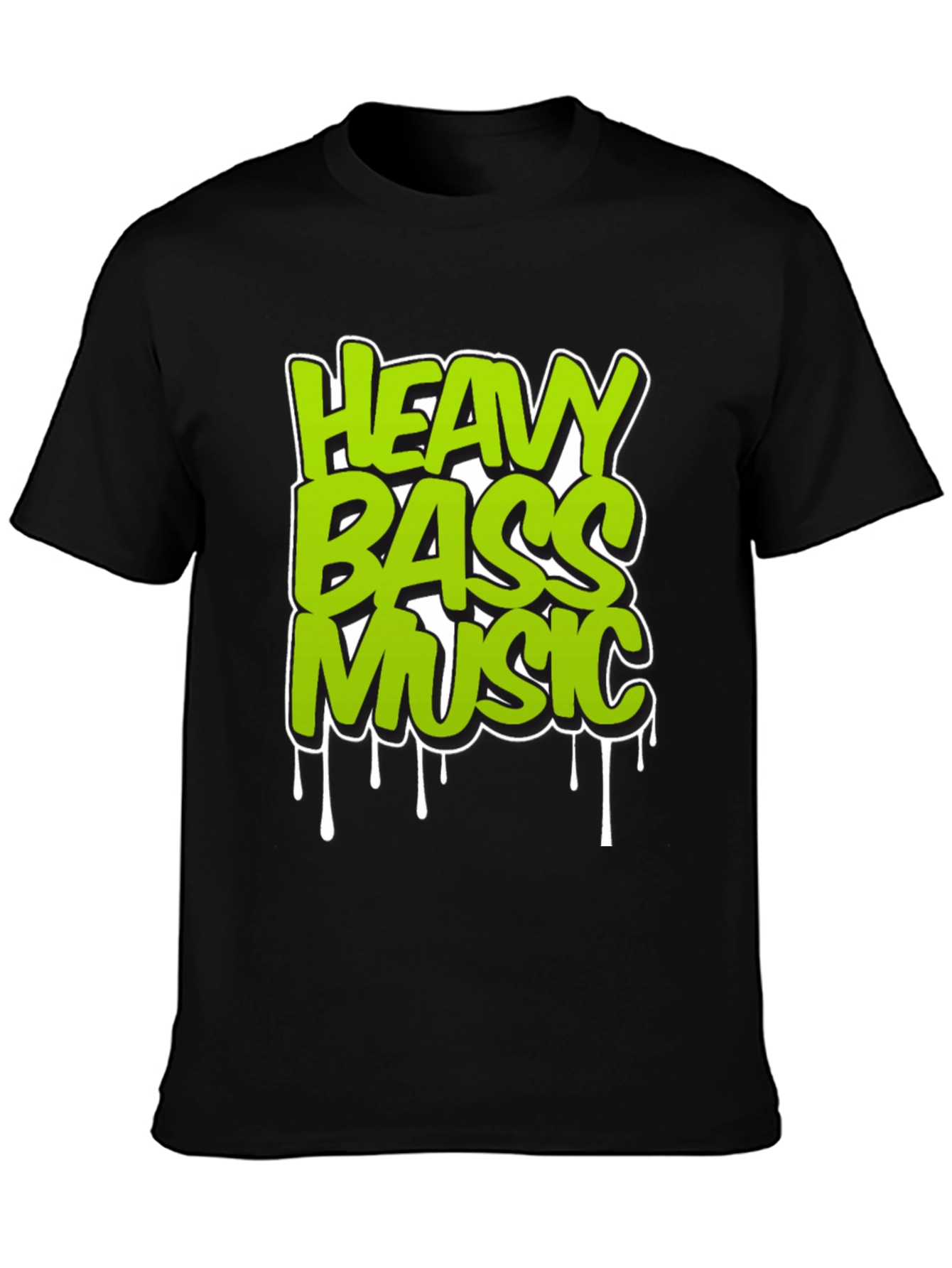 Black Heavy Bass Music T-Shirt - Unique Graphic Design view 3