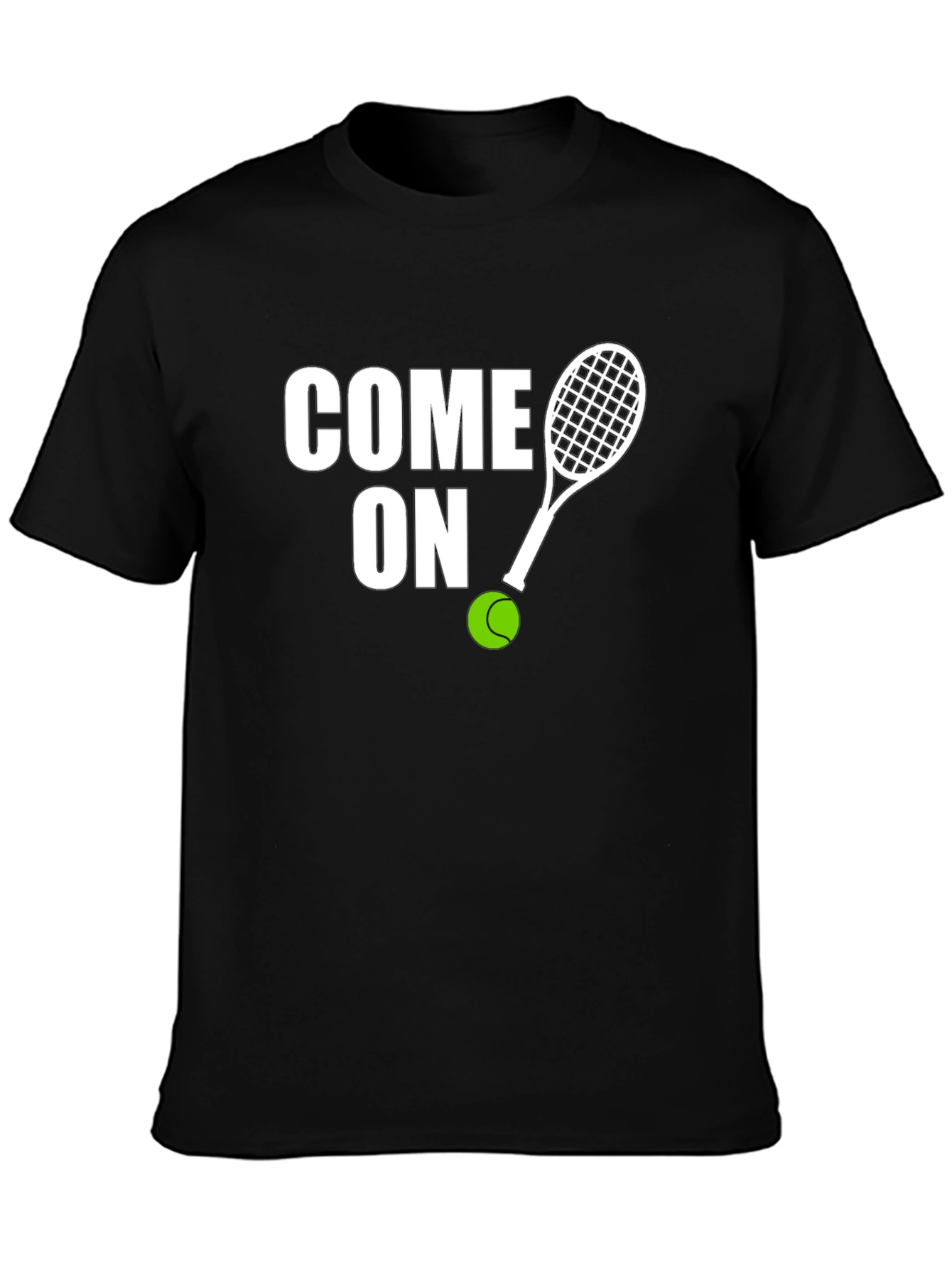 Black Come On Tennis Graphic Tee - Sporty Unisex T-Shirt view 3