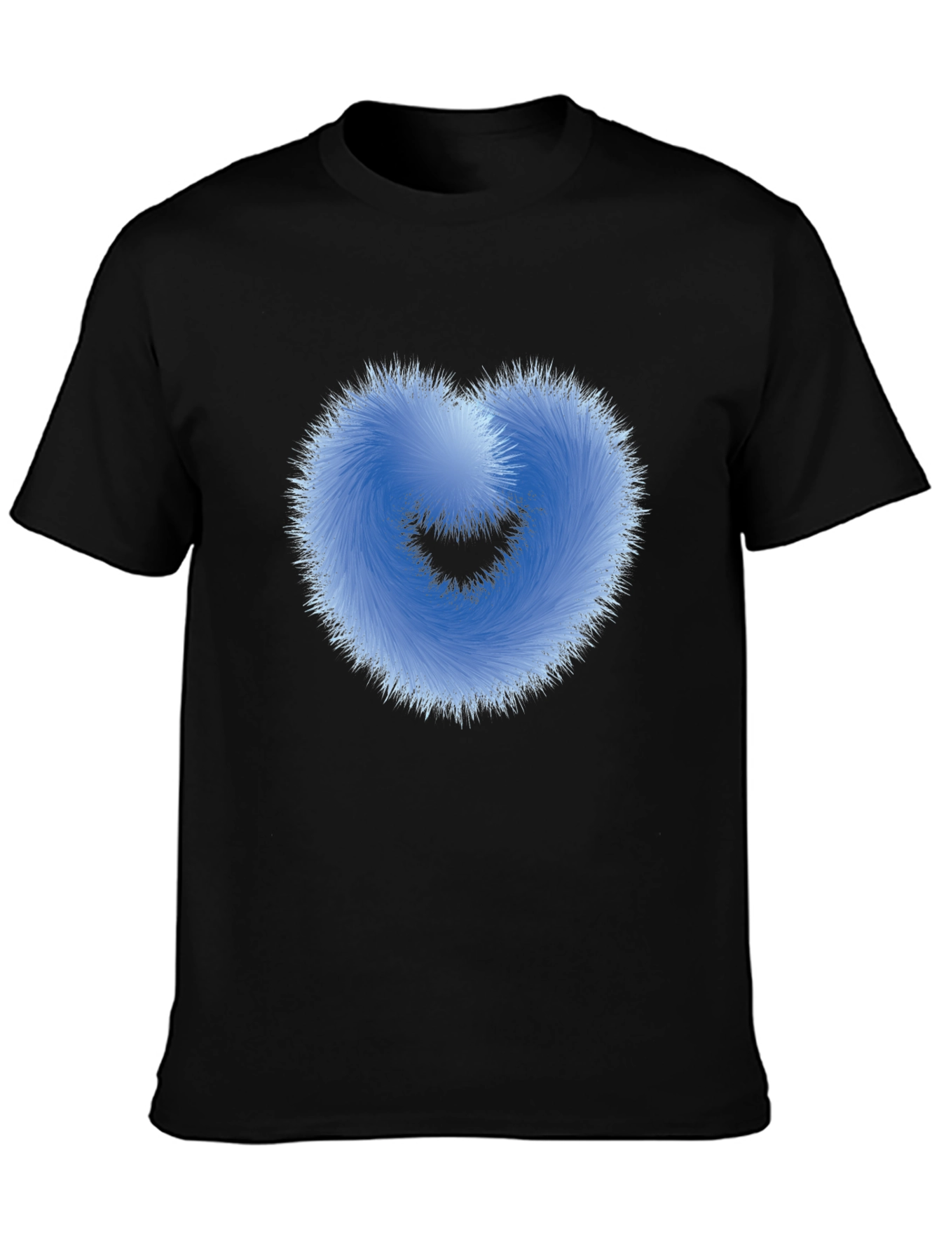 Black Fuzzy Heart Graphic Black T-Shirt view 3