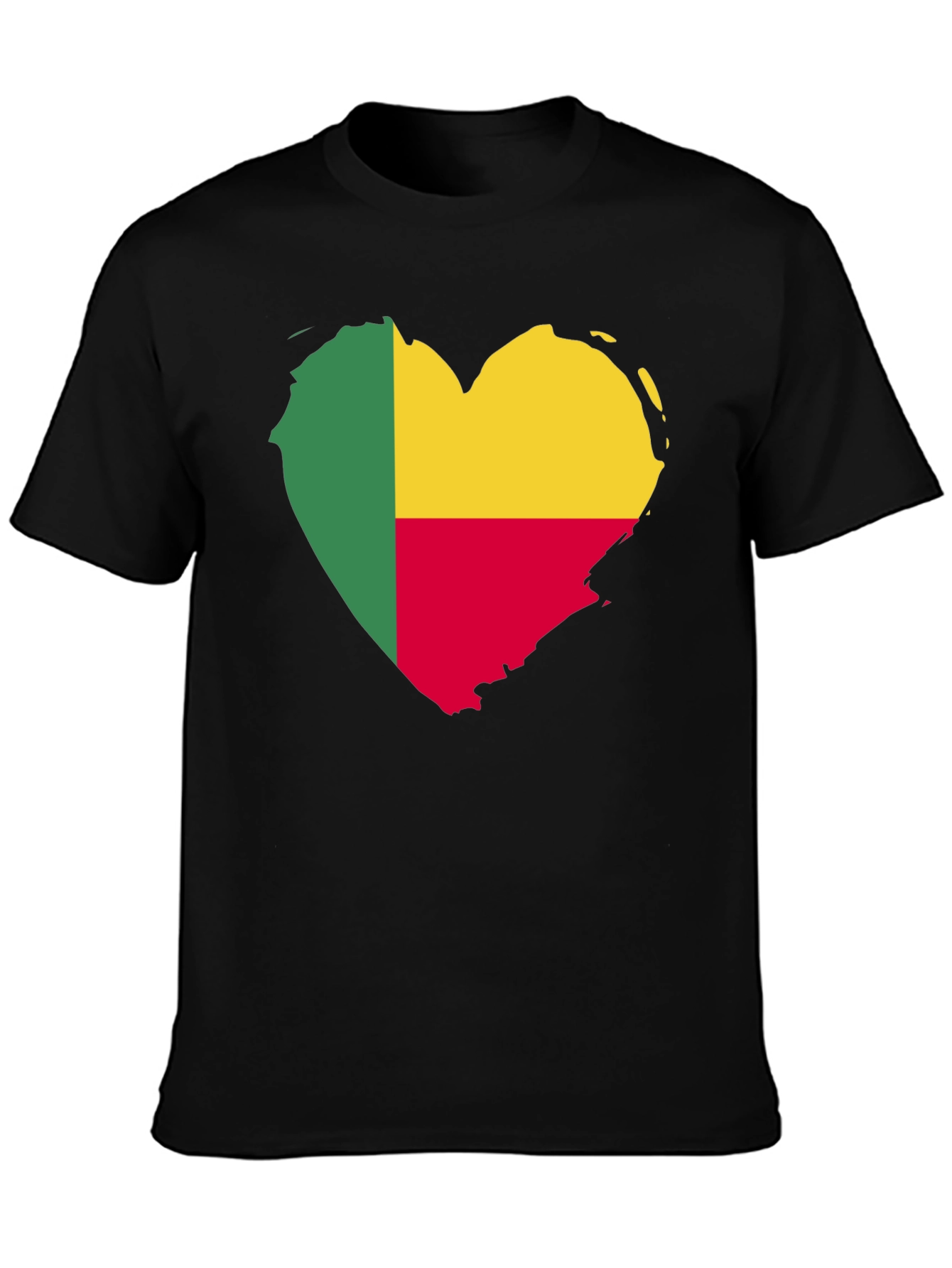 Black Benin Flag Heart T-Shirt view 3