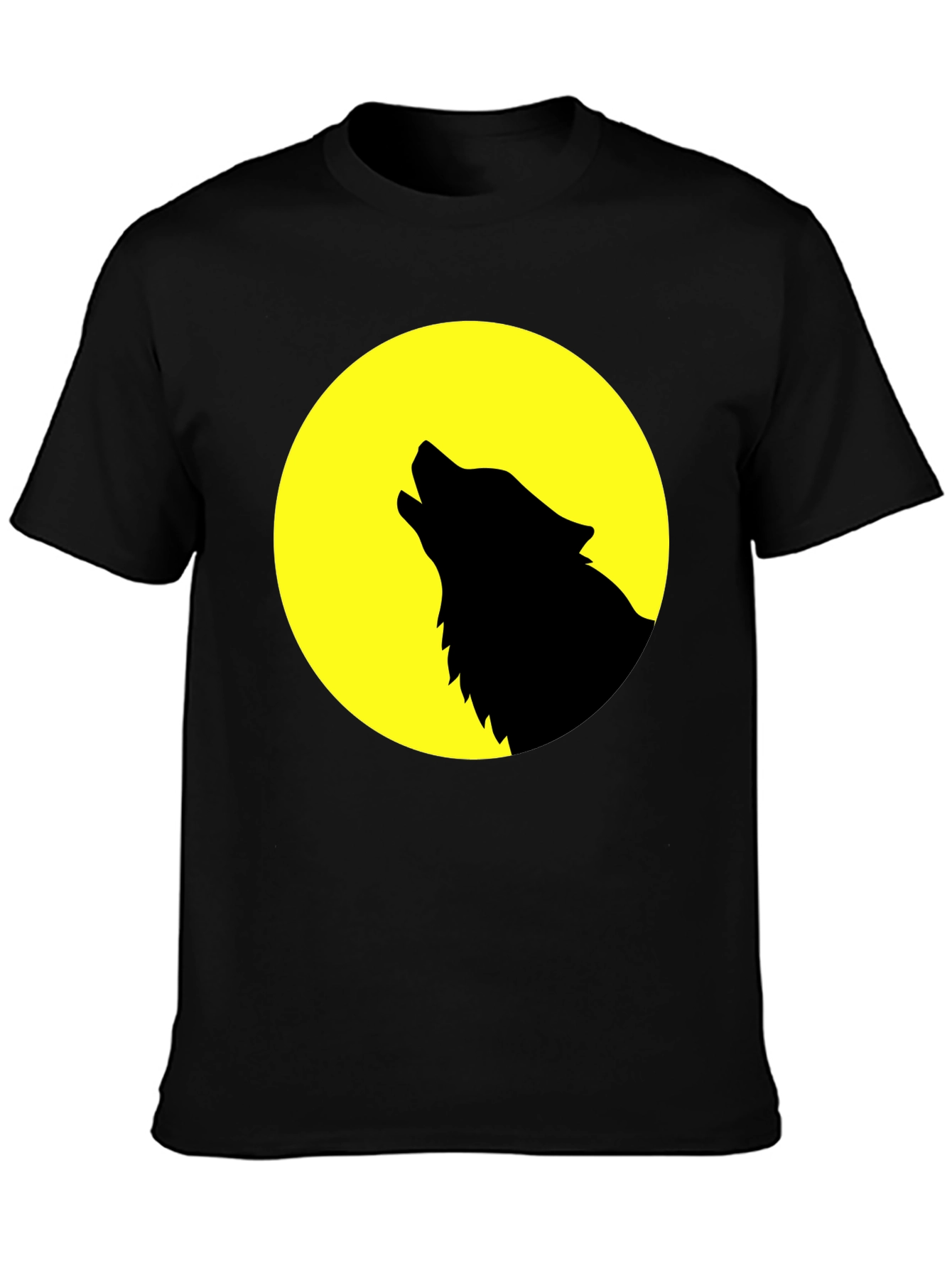Black Wolf Howling at Moon Graphic T-Shirt - Black view 3