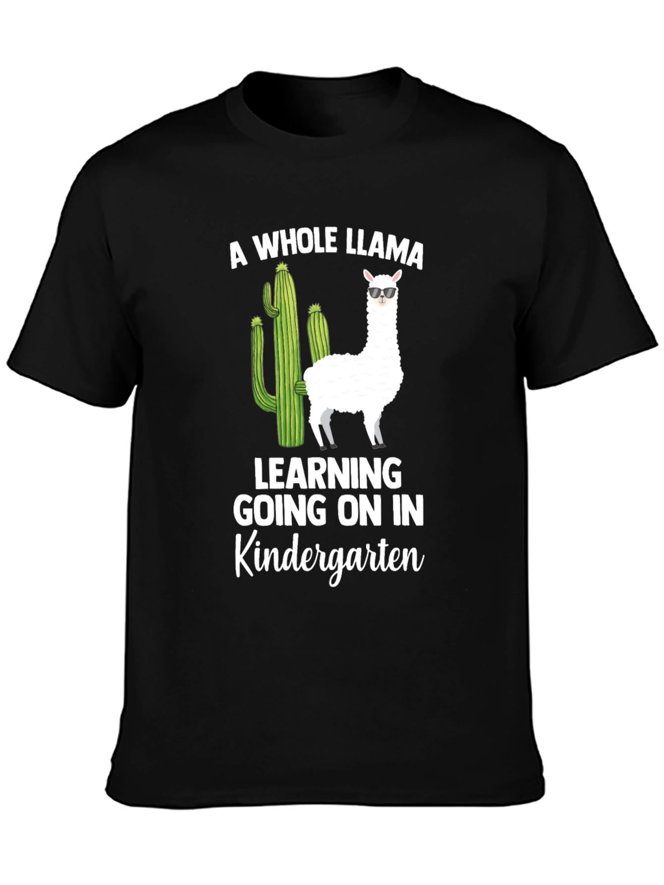 Black A Whole Llama Kindergarten T-Shirt view 3
