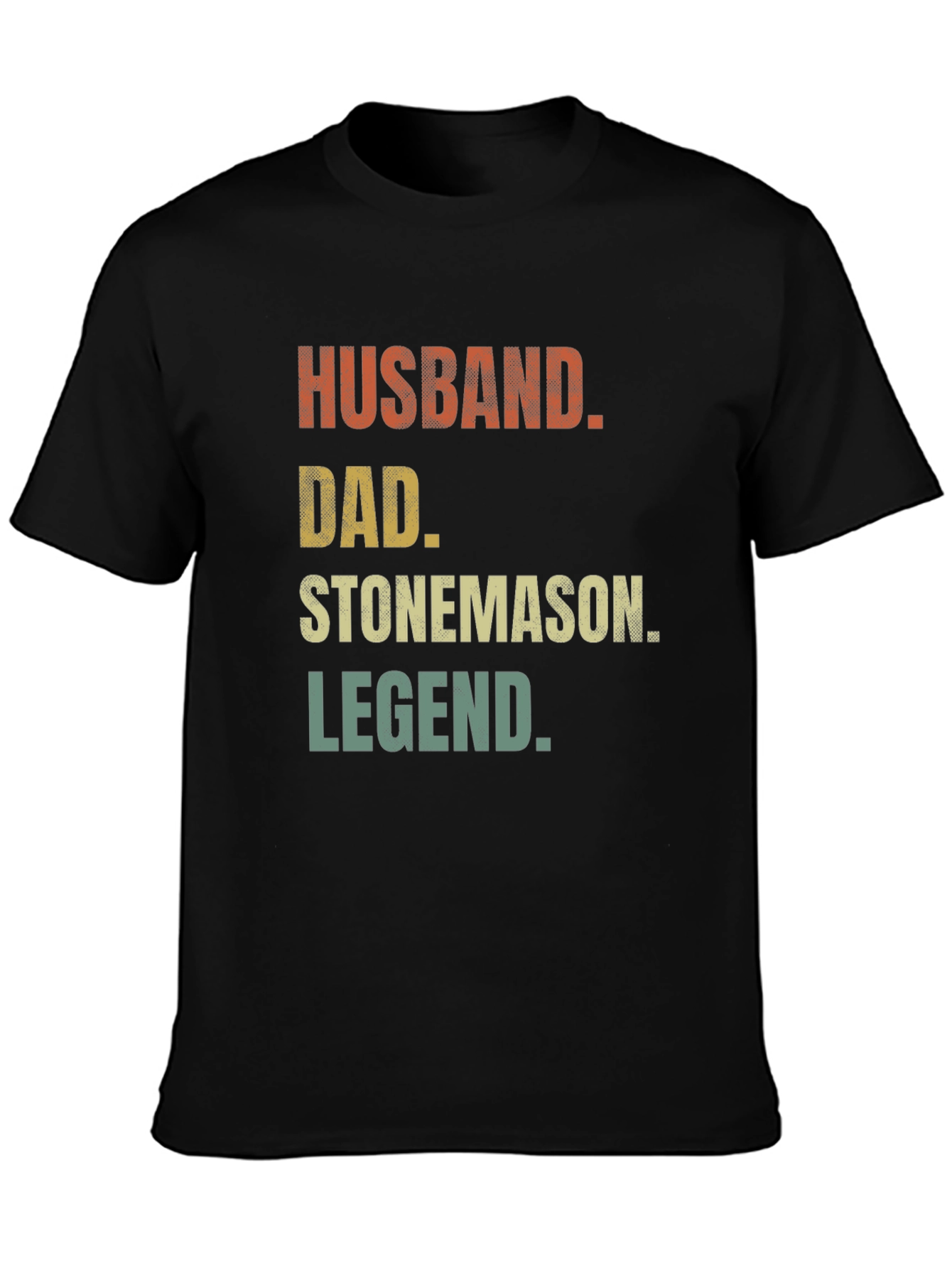 Black Husband Dad Stonemason Legend Black T-Shirt view 3