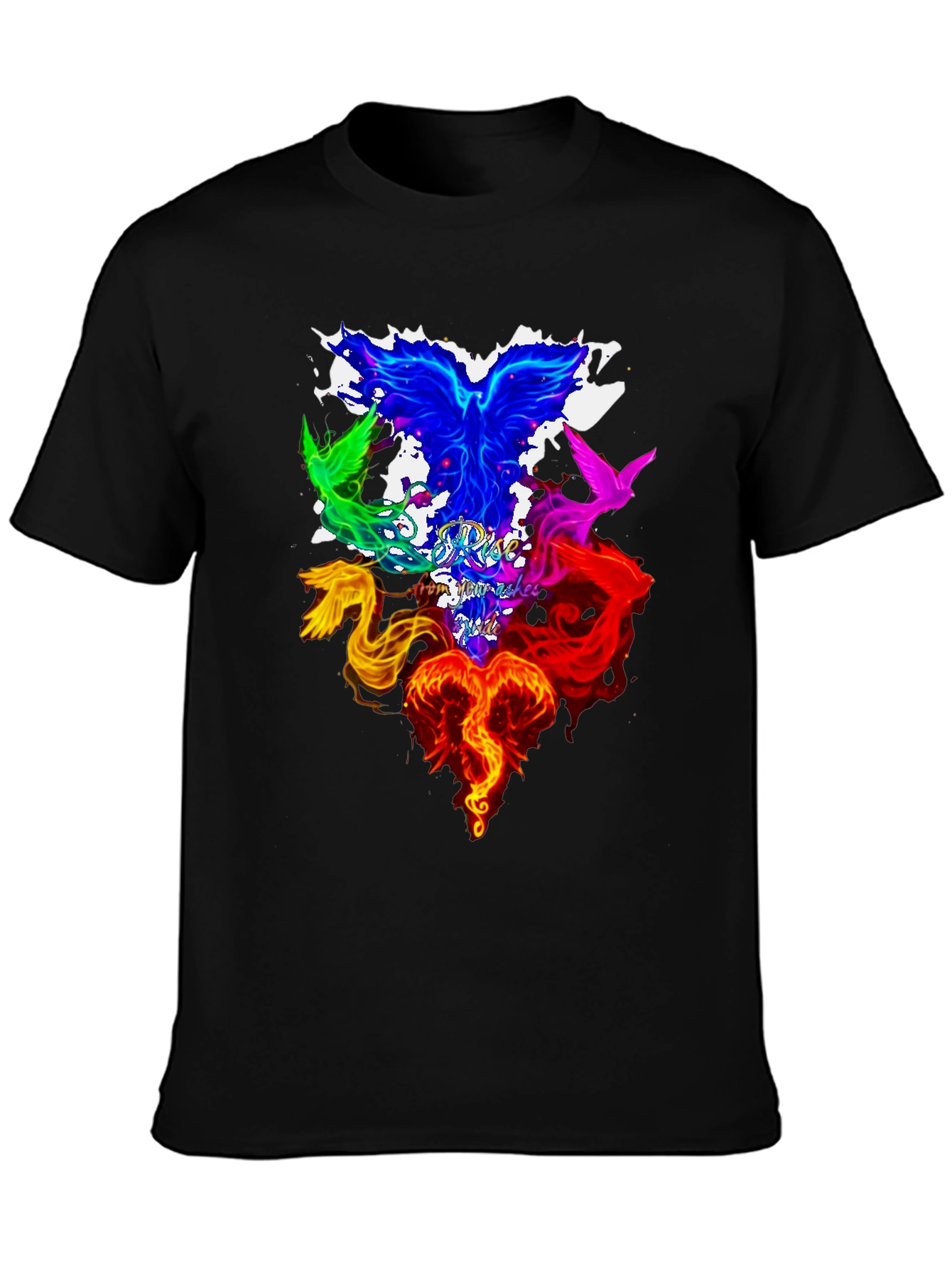 Black Rise From Ashes Phoenix Graphic Tee view 3