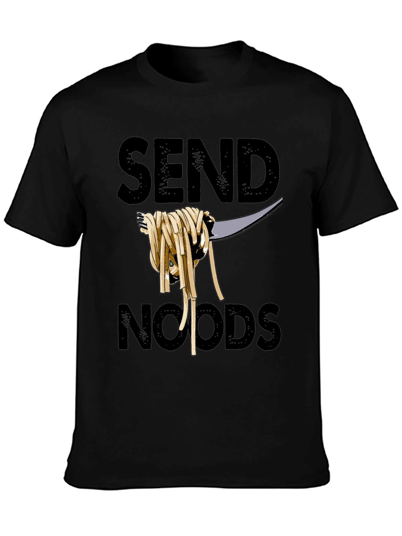 Black Send Noods Graphic Tee - Funny Pasta T-Shirt view 3