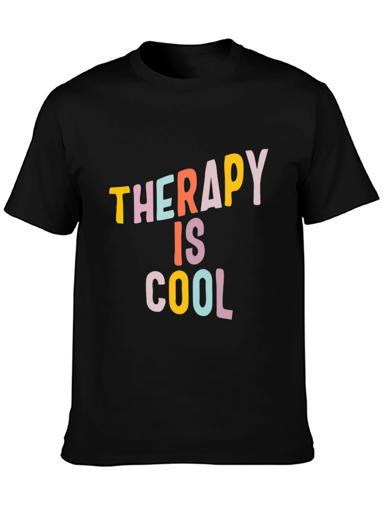 Black Therapy is Cool Graphic Tee - Trendy Unisex T-Shirt view 3