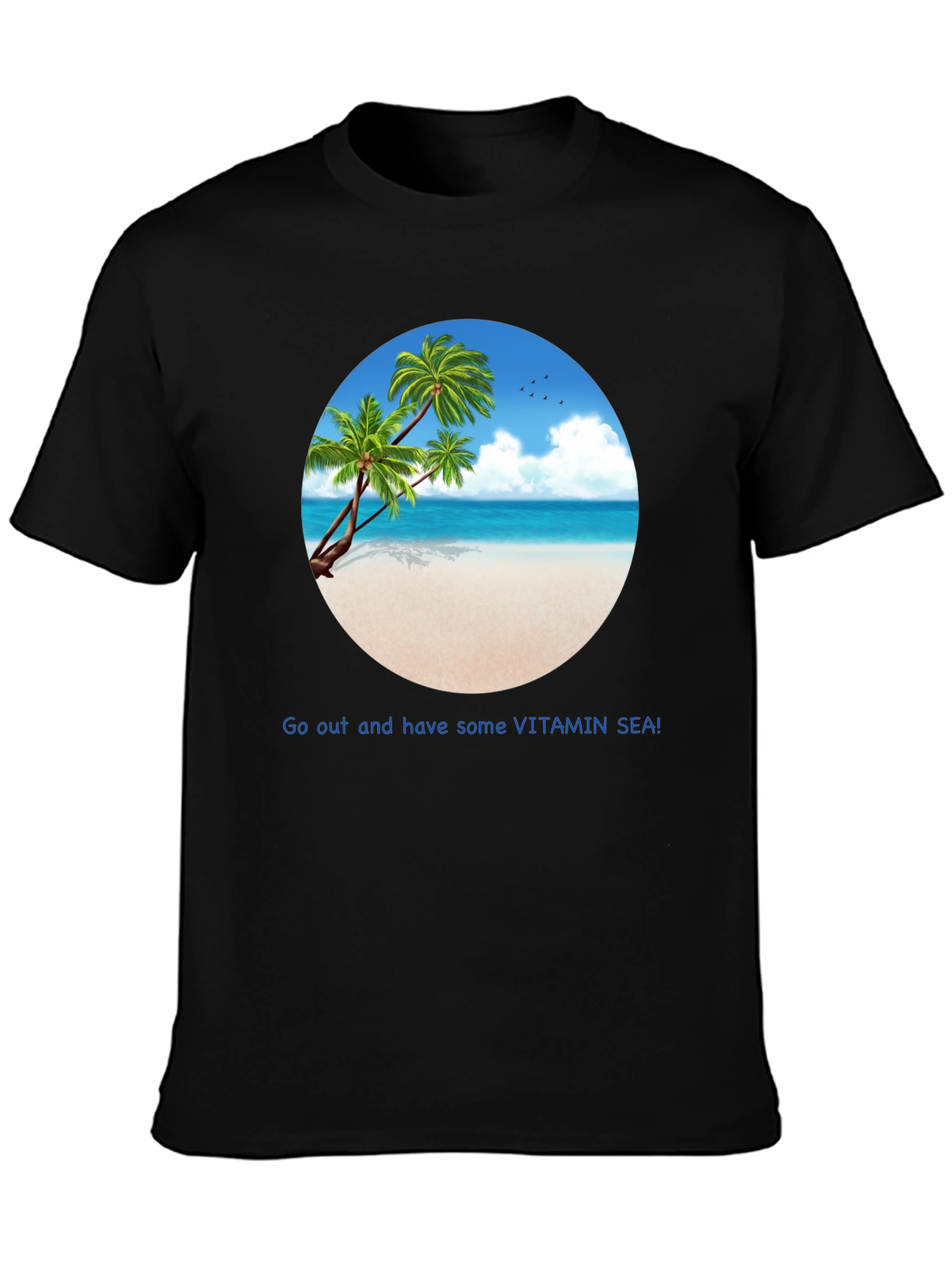 Black Vitamin Sea Beach T-Shirt - Vacation Ready! view 3