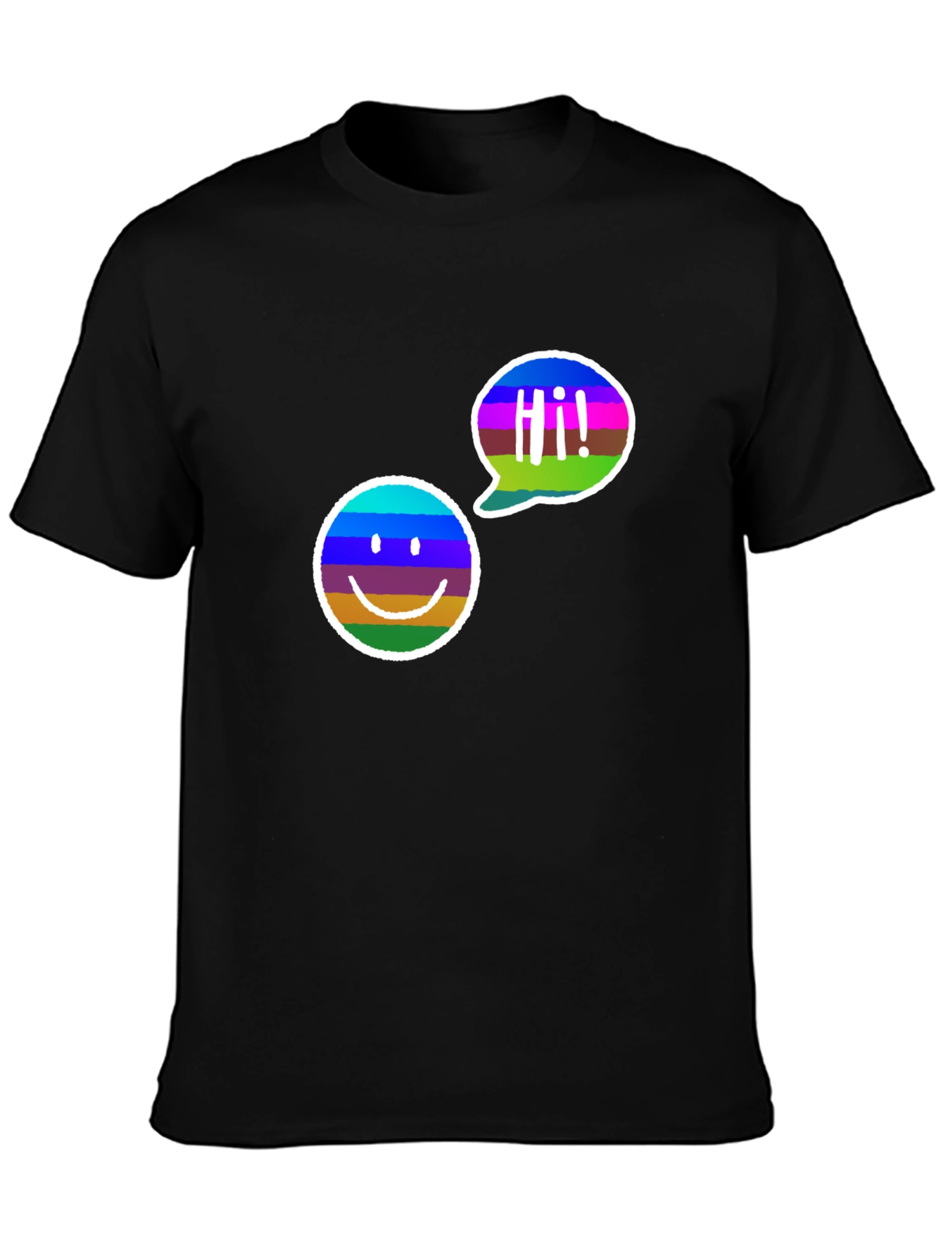 Black Cool Smiley Face Graphic Tee - Black Cotton T-Shirt view 3