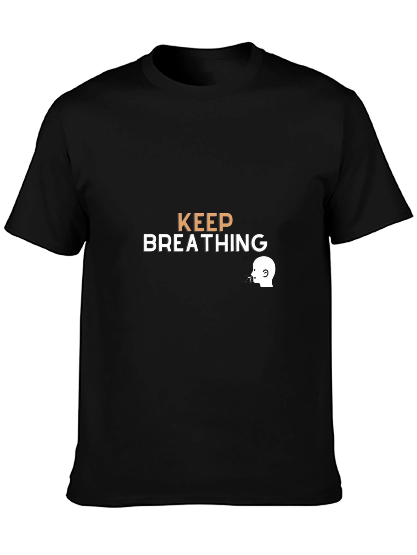 Black Keep Breathing Graphic Tee - Black Cotton Casual T-Shirt view 3