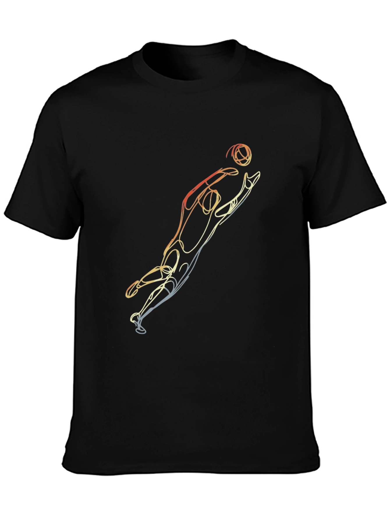 Black Abstract Goalie Graphic Tee - Black Cotton Blend view 3