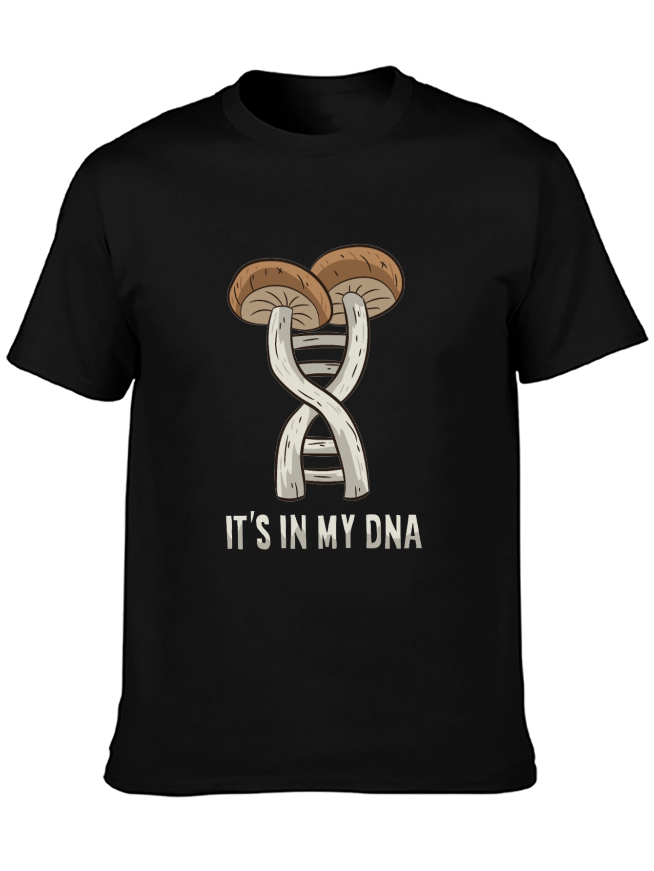 Black Mushroom DNA T-Shirt - "It's in my DNA" Black Tee view 3