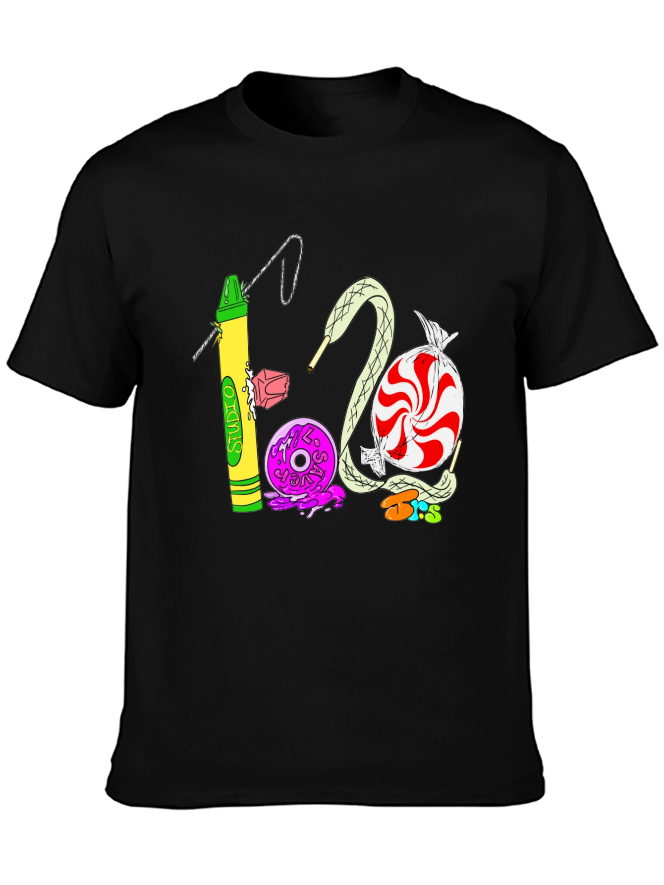 Black Studio 1200 T-Shirt | Unique Crayon & Candy Design view 3