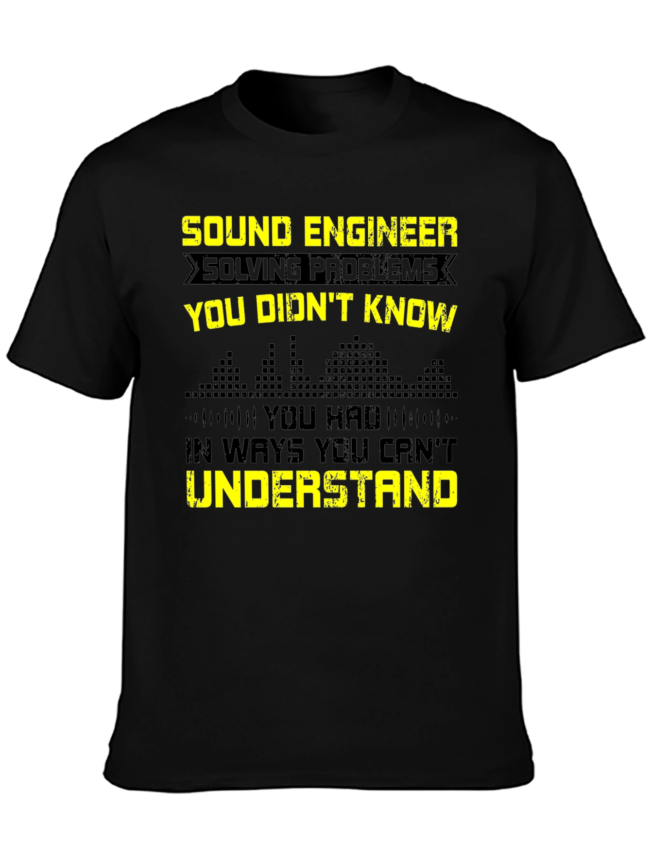 Black Sound Engineer Funny Graphic Tee - Black view 3