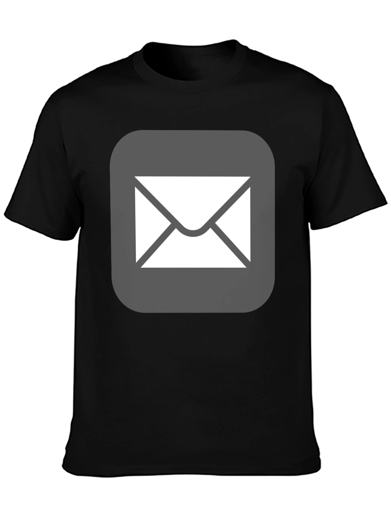 Black Men's Black T-Shirt with Email Icon view 3