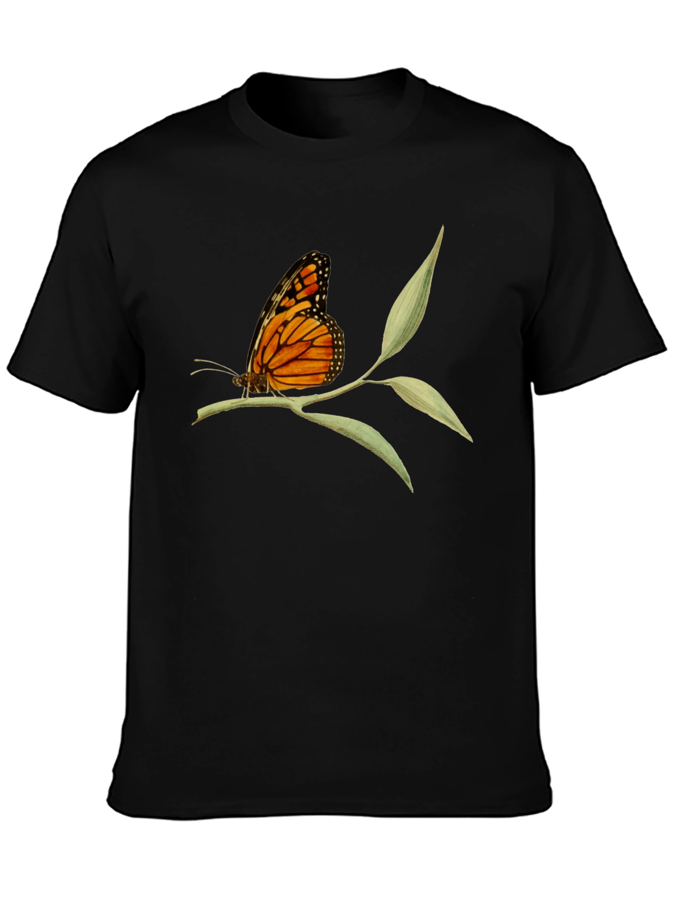 Black Butterfly on Branch Graphic Tee view 3