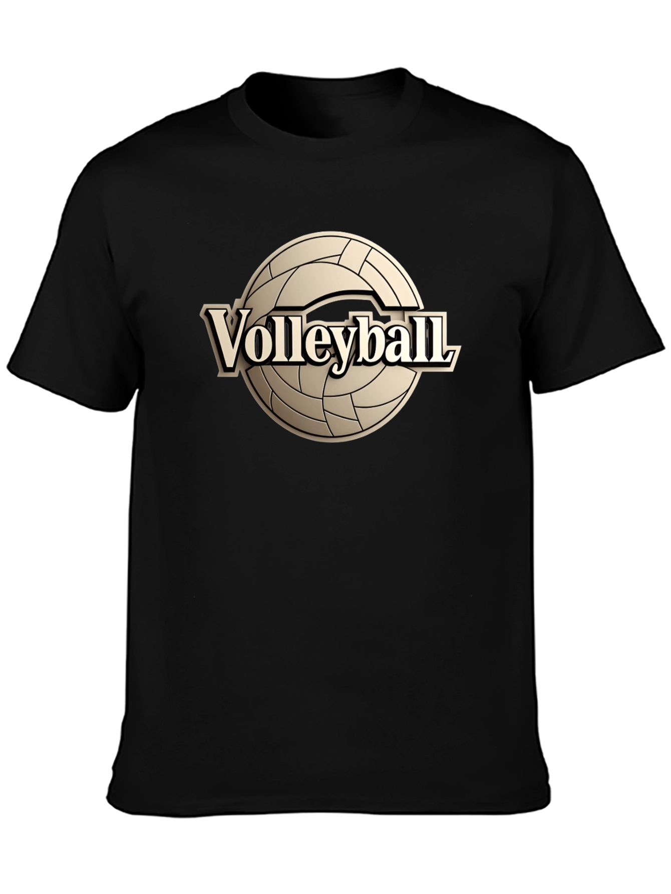 Black Volleyball Graphic Tee - Black Cotton T-Shirt view 3